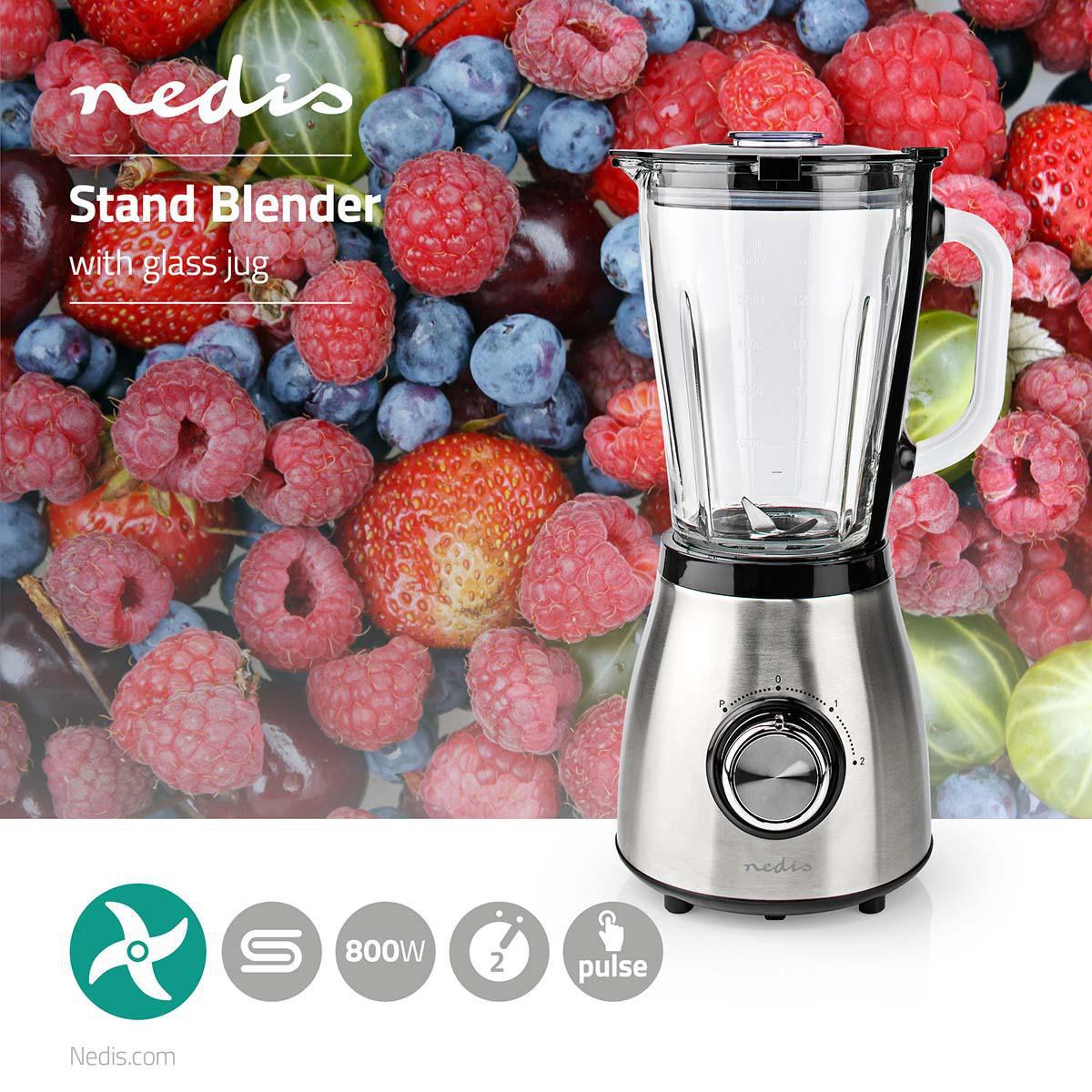 Blender | 800 W | 1.5 l | Glass | 2 speed setting | Silver / Black