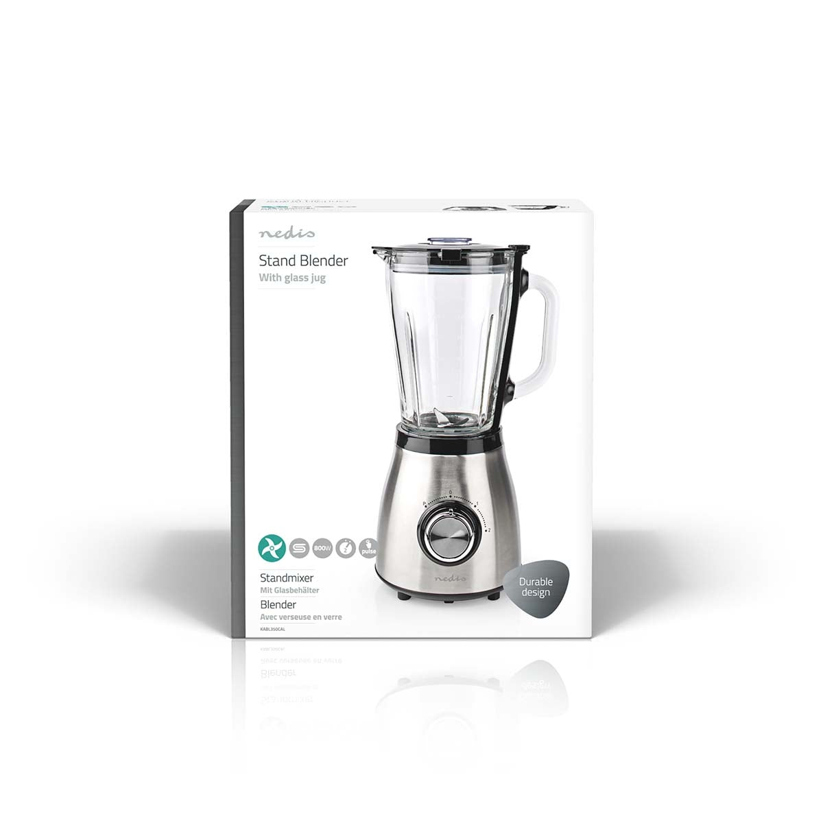 Blender | 800 W | 1.5 l | Glass | 2 speed setting | Silver / Black