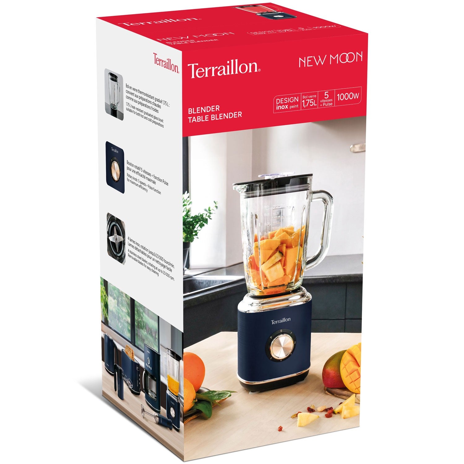 Blender with 1.75L Glass Bowl, 1000W, 5 Speeds