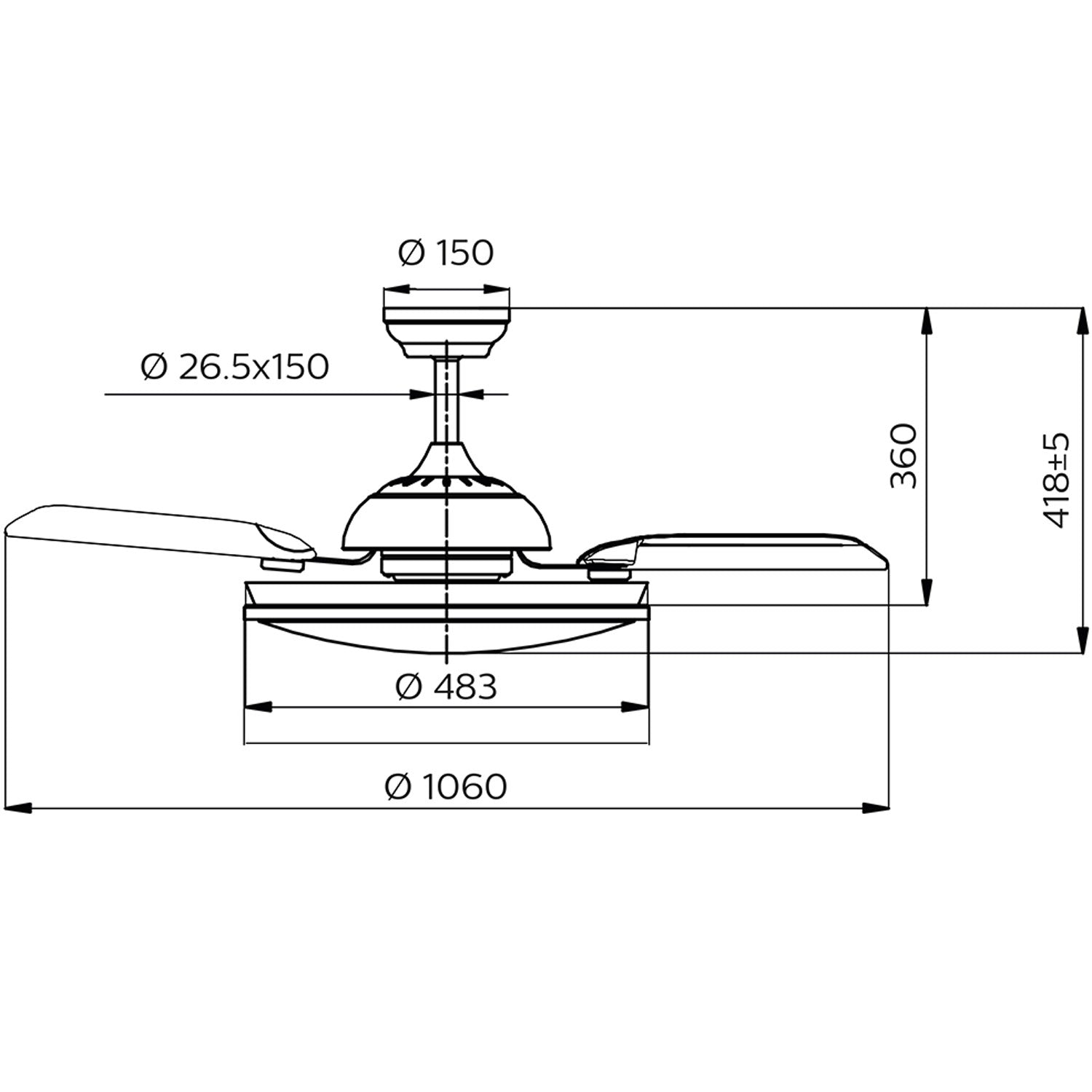 Bliss Ceiling fan with LED lighting Warm/cool white 4500 lm