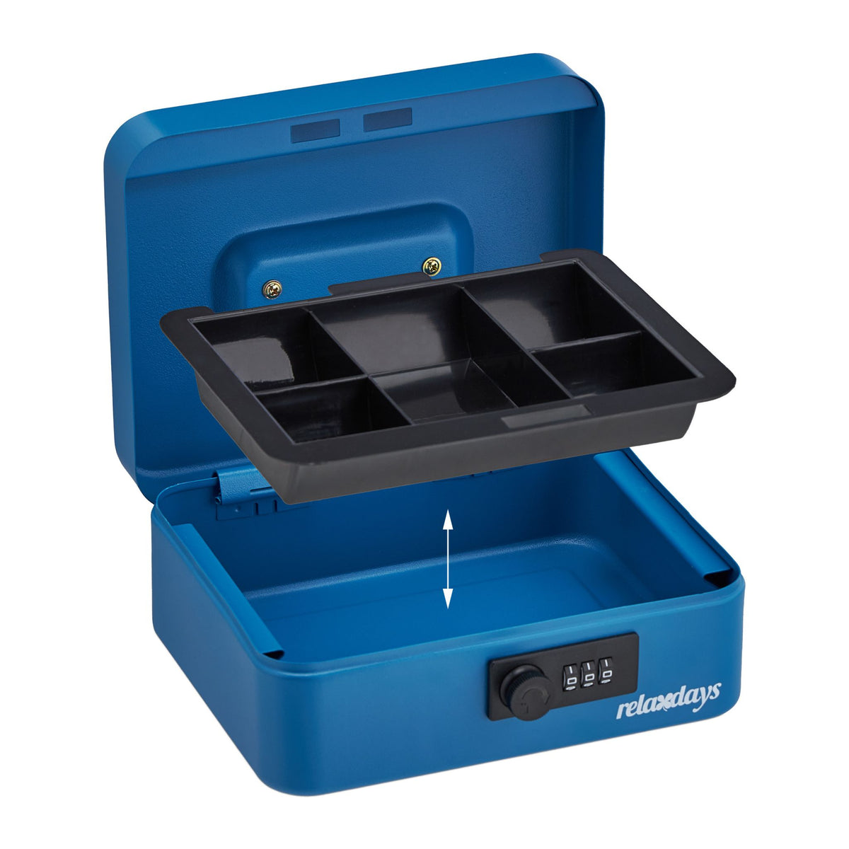 Blue cash drawer with combination lock