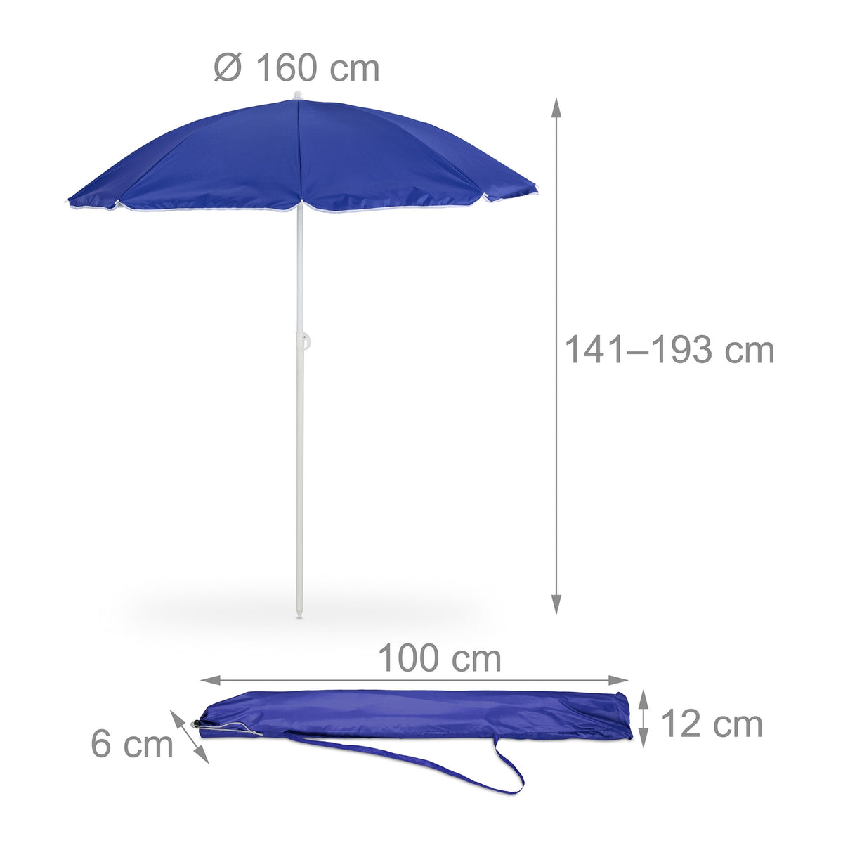 Blue parasol 160 cm