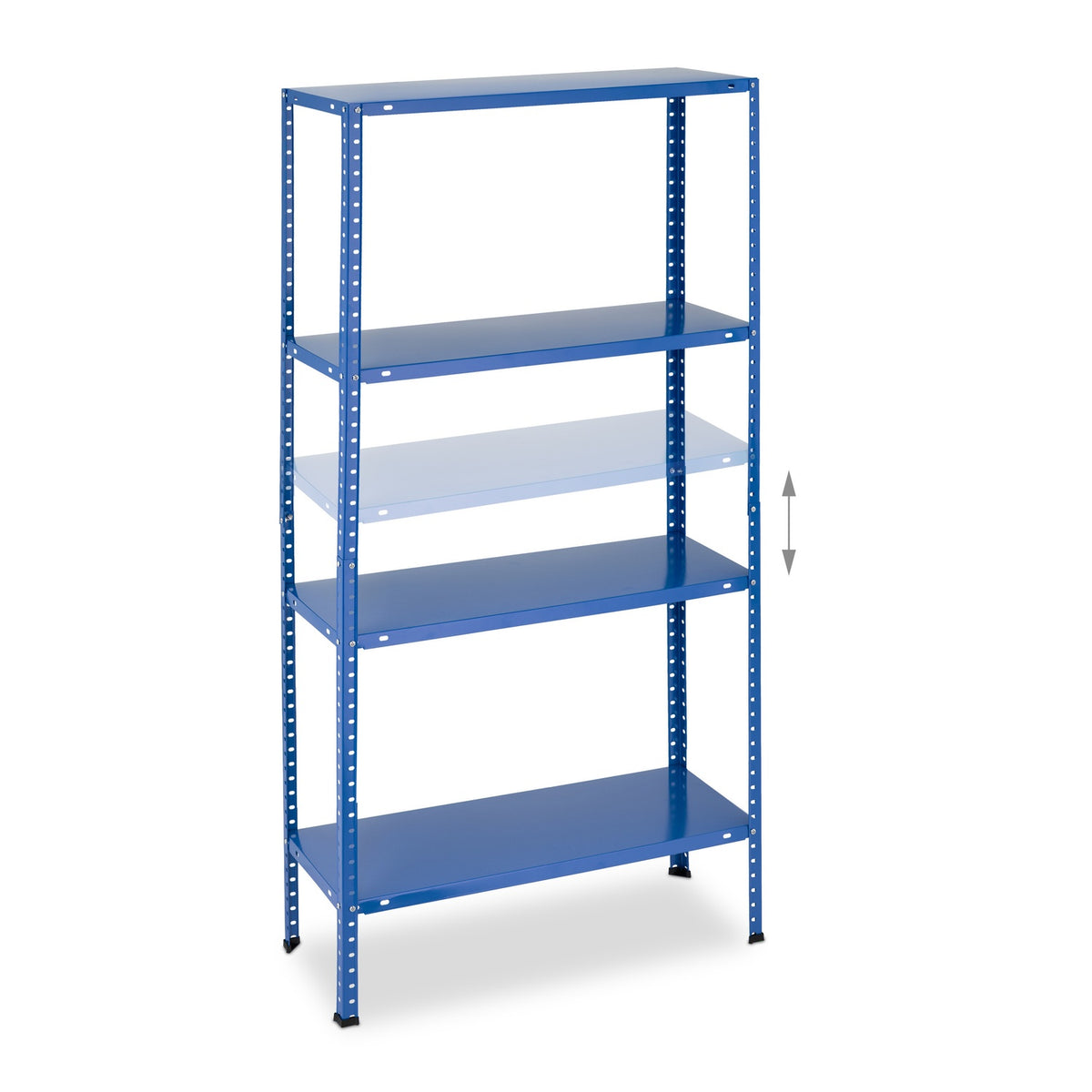 Blue sturdy shelves with 4 levels