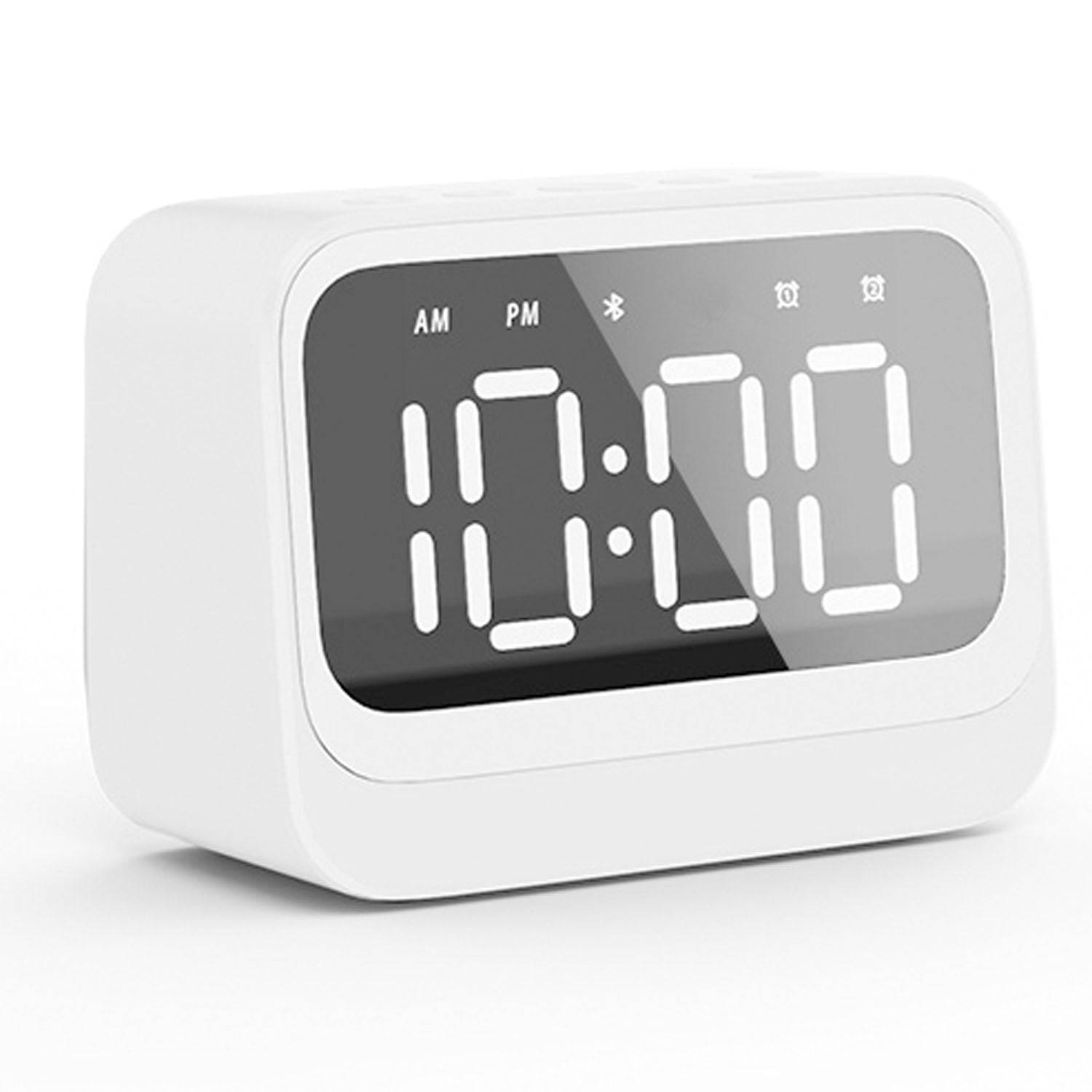 Bluetooth Alarm Clock with Speaker, Dual Alarms, White