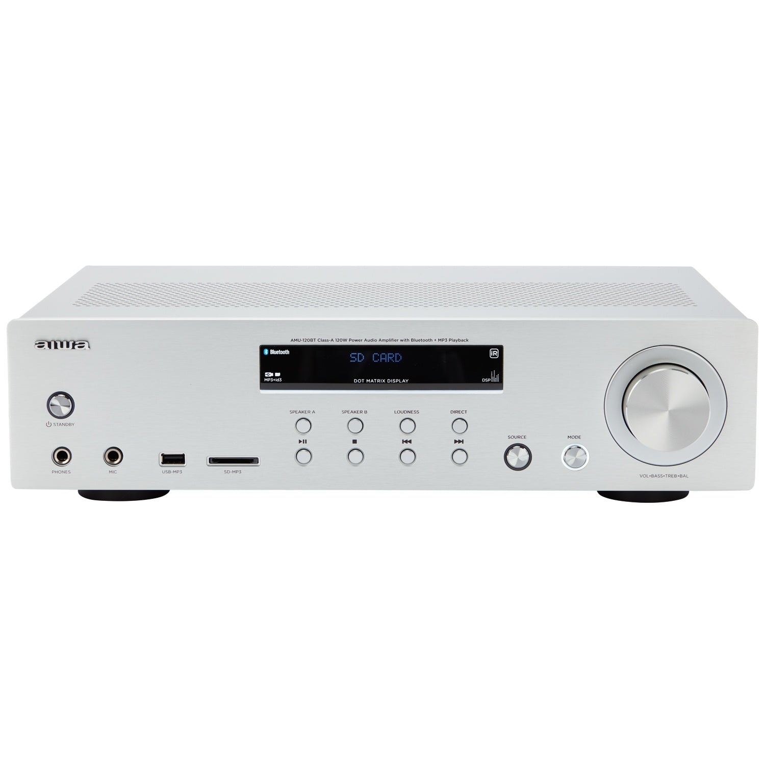 Bluetooth Amplifier, 2x60W RMS, Silver Finish