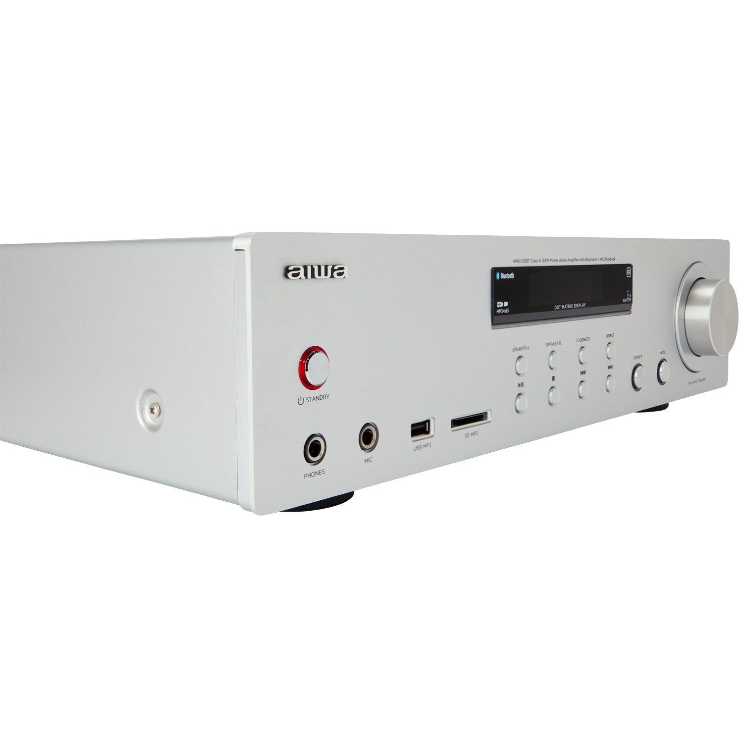Bluetooth Amplifier, 2x60W RMS, Silver Finish