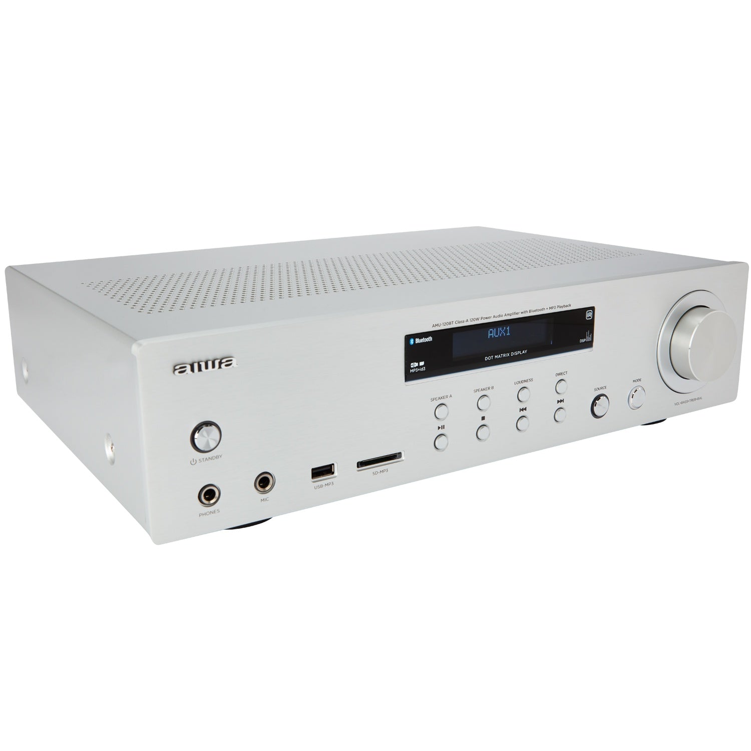 Bluetooth Amplifier, 2x60W RMS, Silver Finish