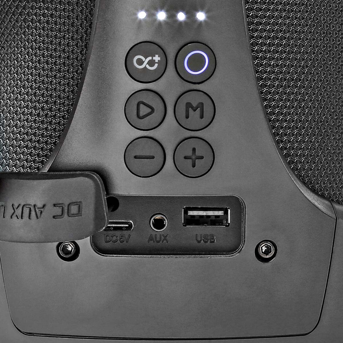 Bluetooth® Party Boombox | 6 hours | 2.0 | 50 W | Playback of media: AUX / USB | IPX5 | Syncable | Carrying handle | Party lights | Black