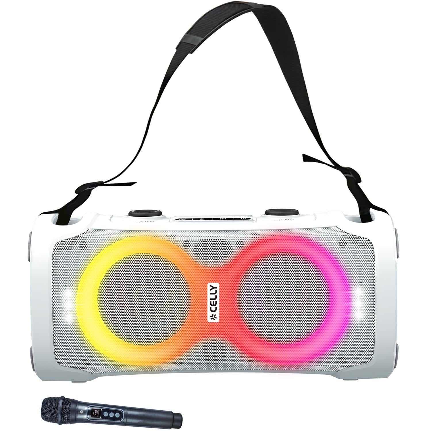 Bluetooth Party Speaker 45W with Wireless Mic, White