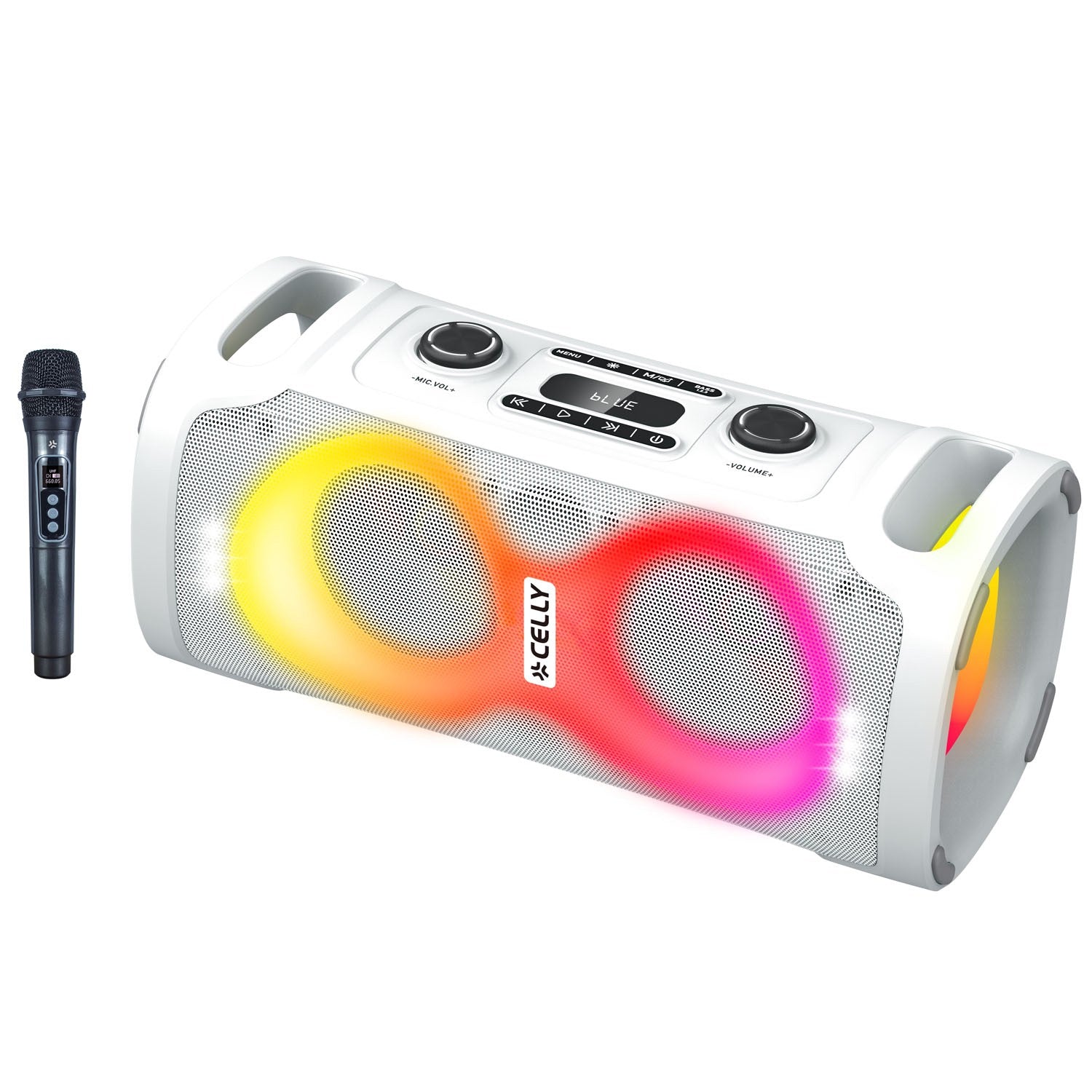 Bluetooth Party Speaker 45W with Wireless Mic, White