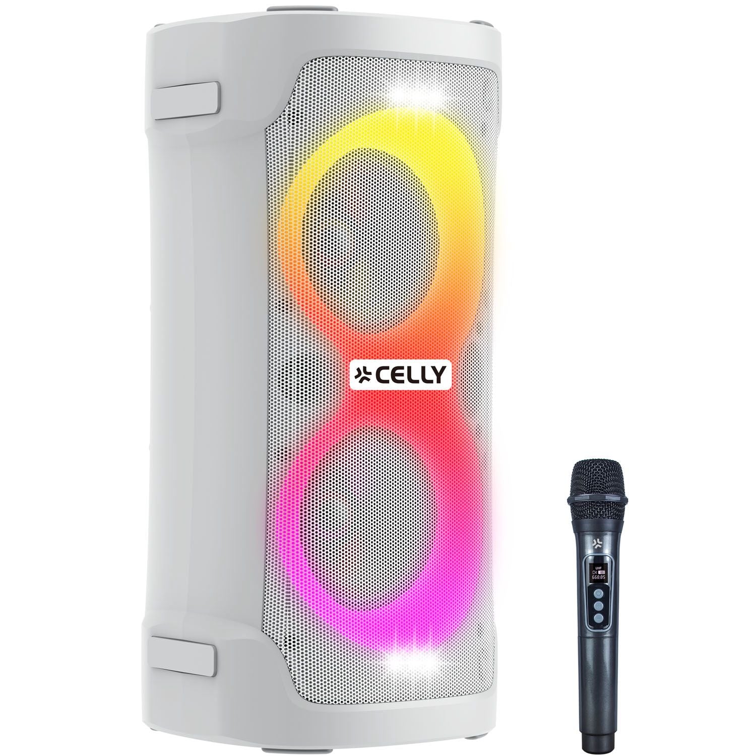 Bluetooth Party Speaker 45W with Wireless Mic, White