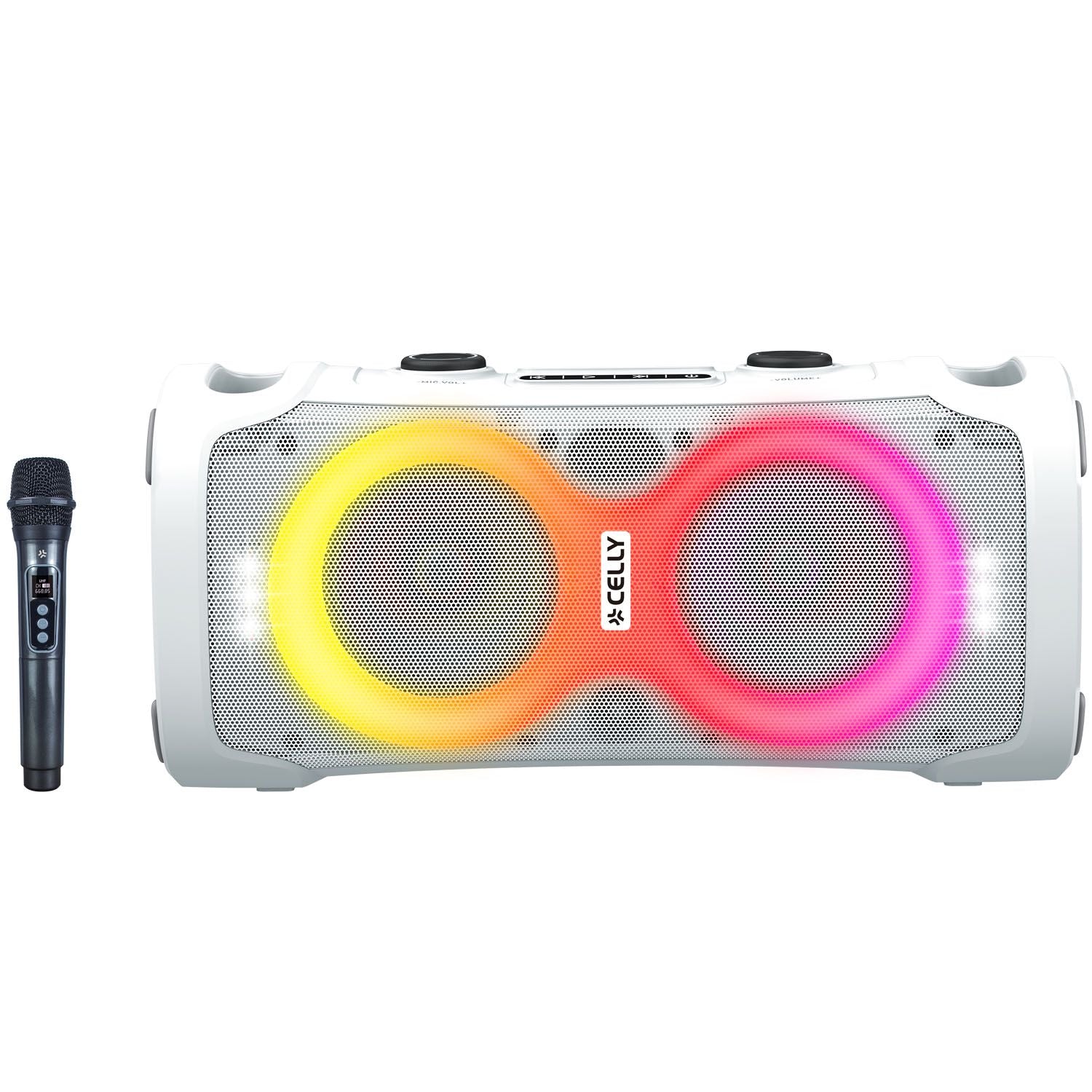 Bluetooth Party Speaker 45W with Wireless Mic, White