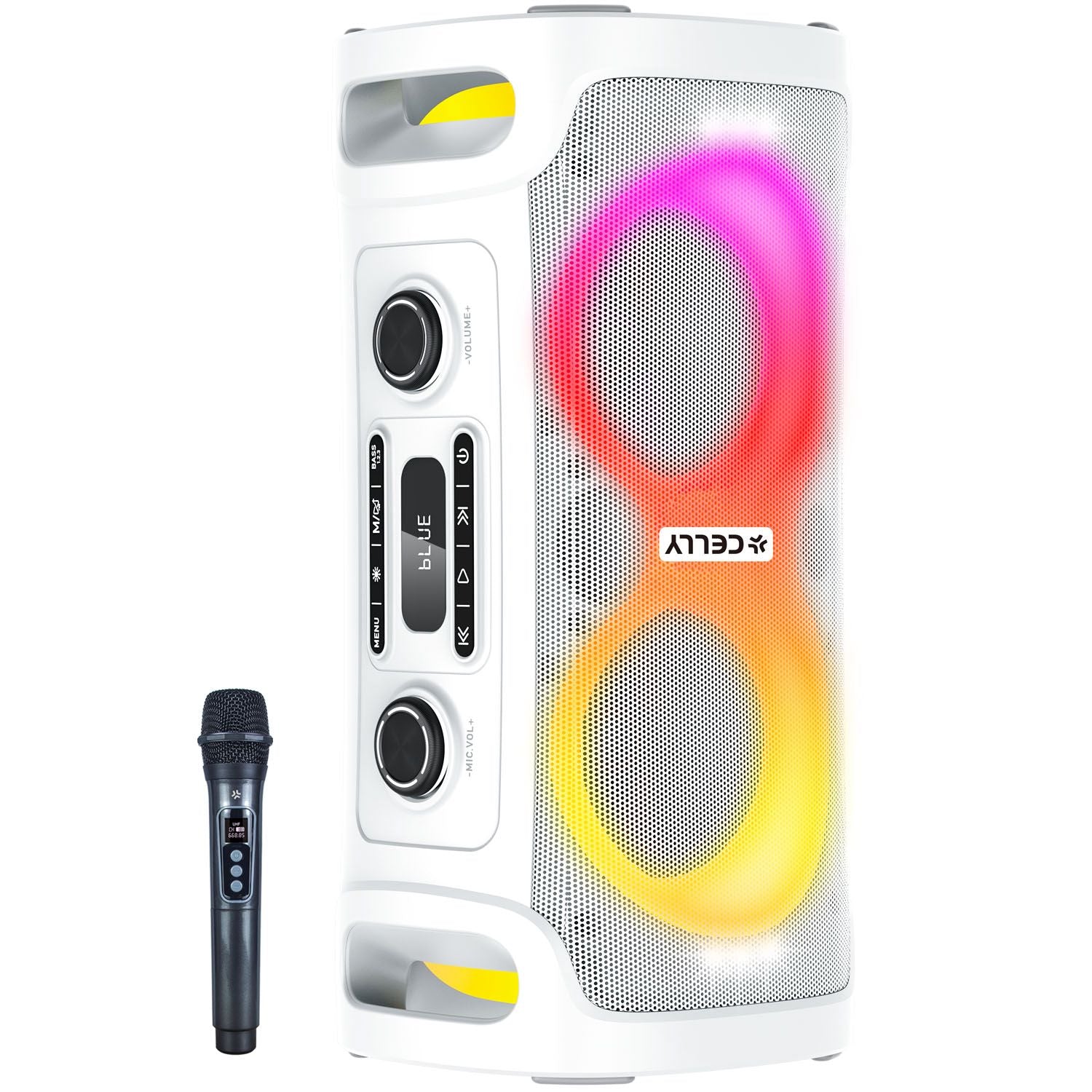 Bluetooth Party Speaker 45W with Wireless Mic, White