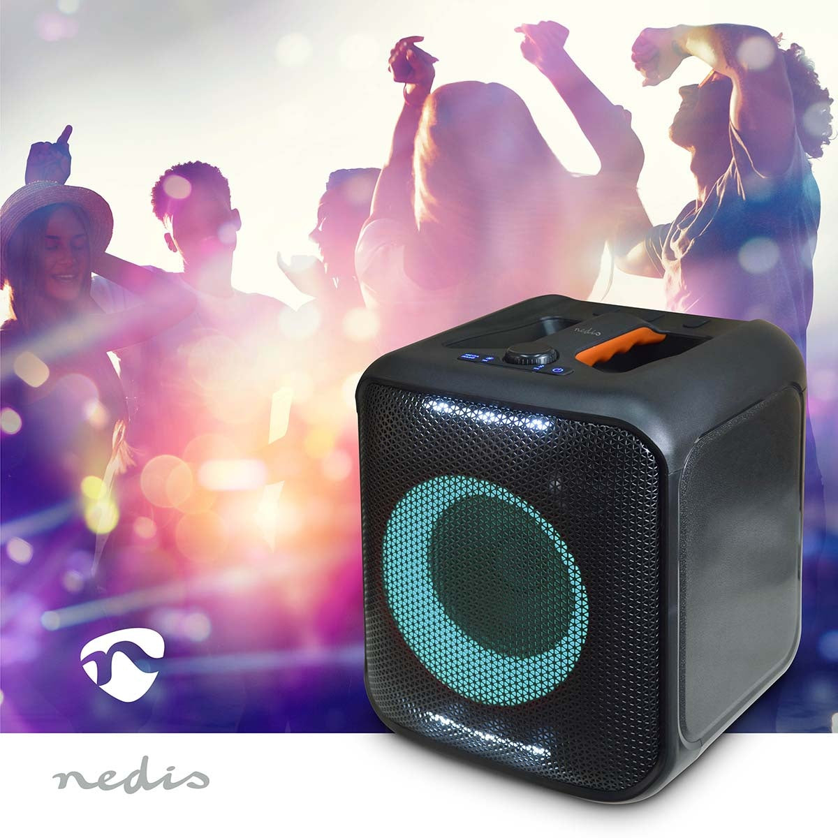 Bluetooth® Party Speaker | Maximum battery play time: 5 hrs | 150 W | Carrying handle | Party lights | Linkable | Equalizer | Black / Orange