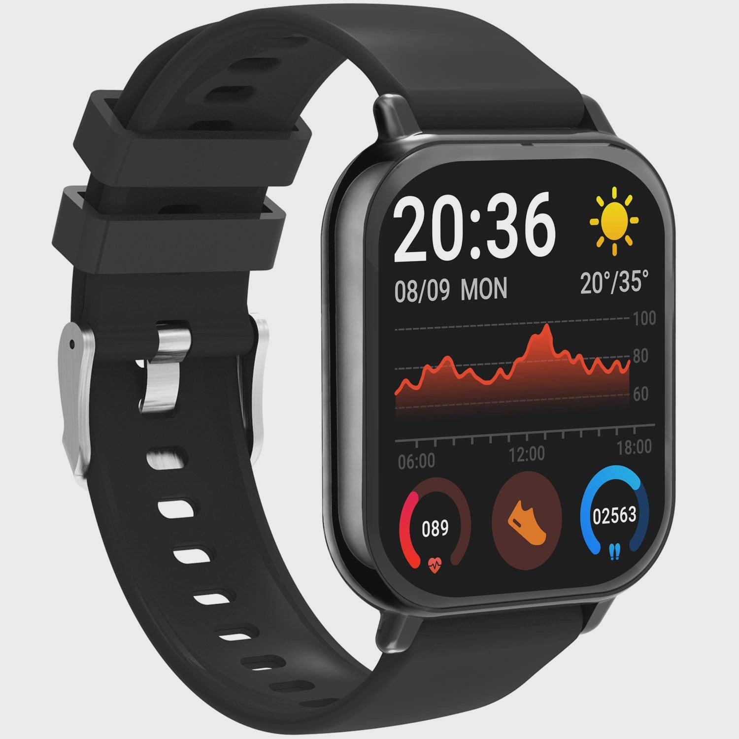 Bluetooth Smartwatch, 1.81" TFT, IP65, Heart Rate Sensor