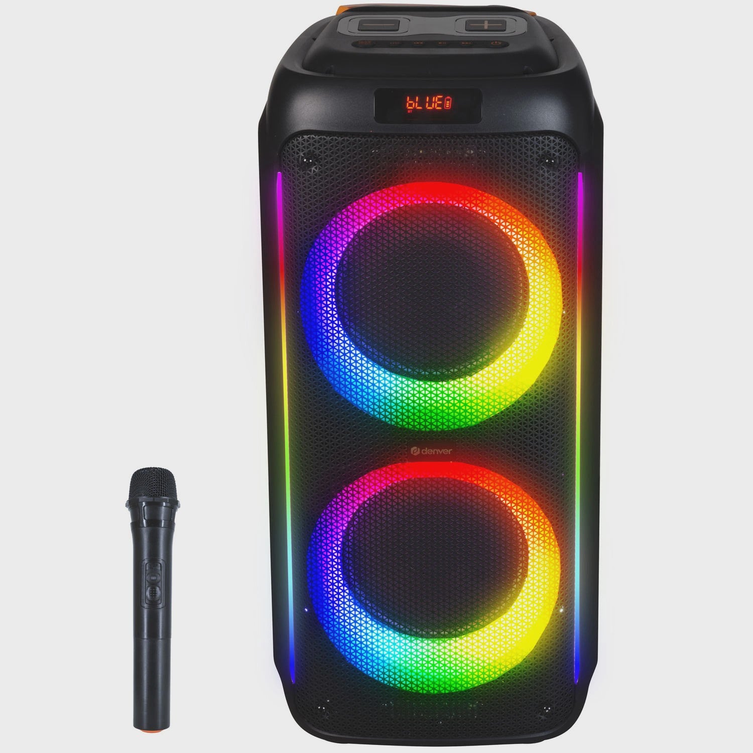 Bluetooth Speaker 2x10" Woofer, 100W, LED Lights, Black