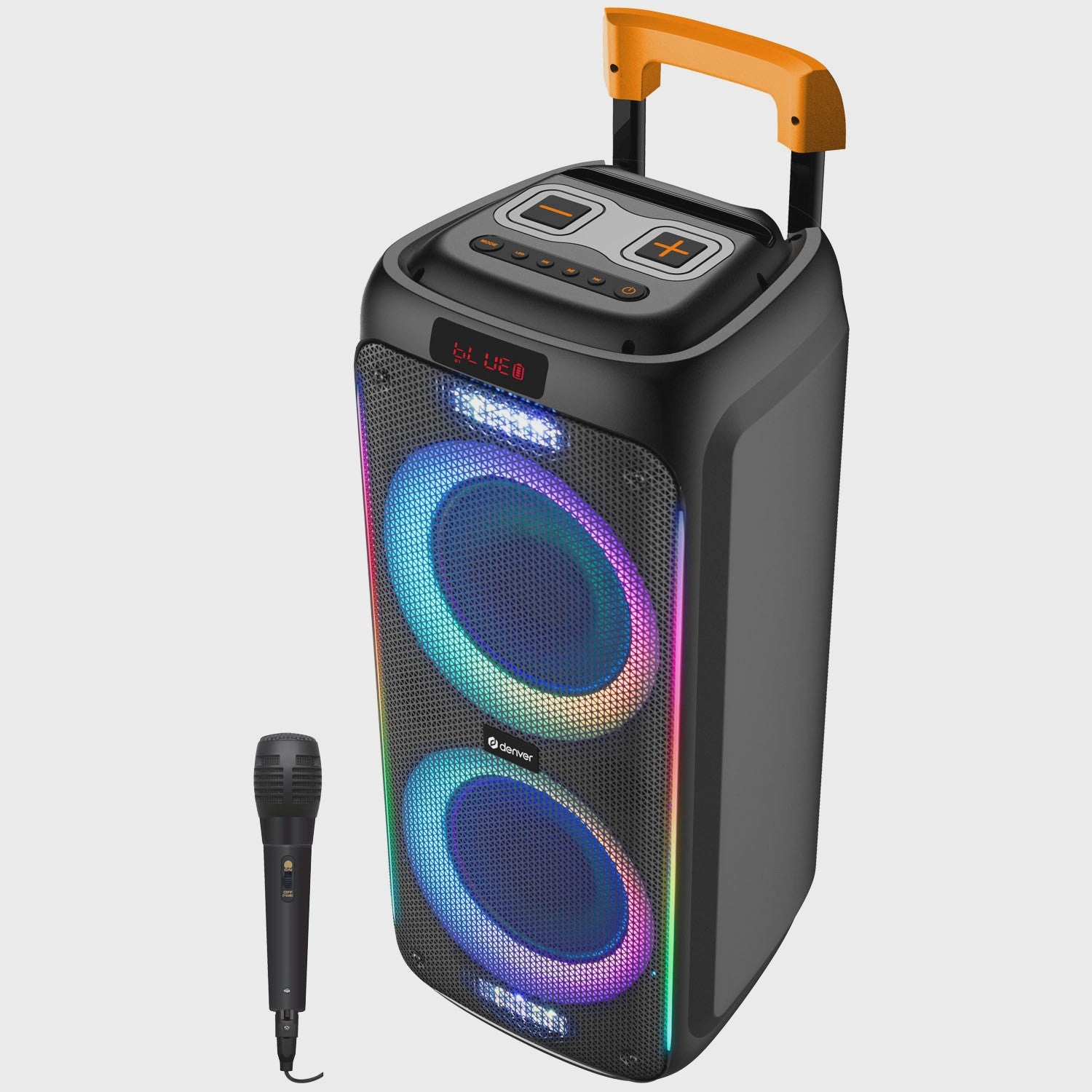 Bluetooth Speaker, 2x8" Woofers, 60W, LED Lights, Black