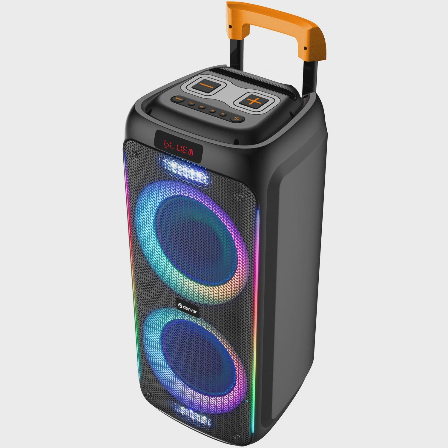 Bluetooth Speaker, 2x8" Woofers, 60W, LED Lights, Black