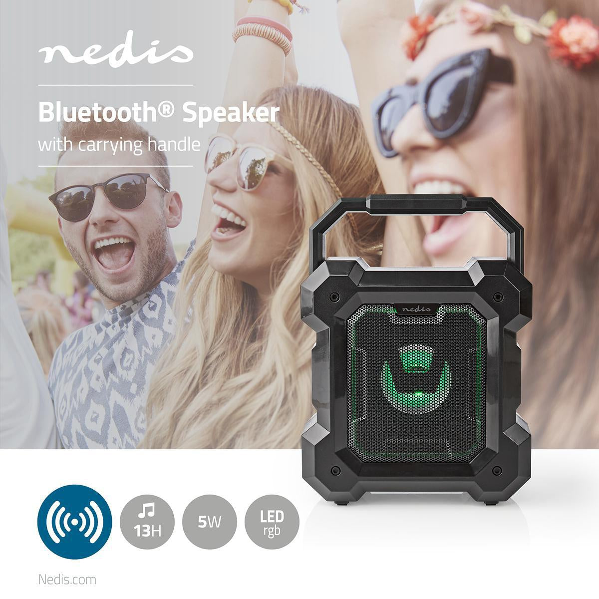 Bluetooth® Speaker | Maximum battery life: 13 hours | Table Design | 5 W| Mono | Built-in microphone | Black