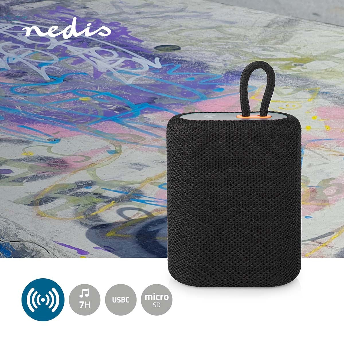 Bluetooth® Speaker | Maximum battery life: 7 hours | Handheld design | 7 W| Mono | Built-in microphone | Syncable | Black