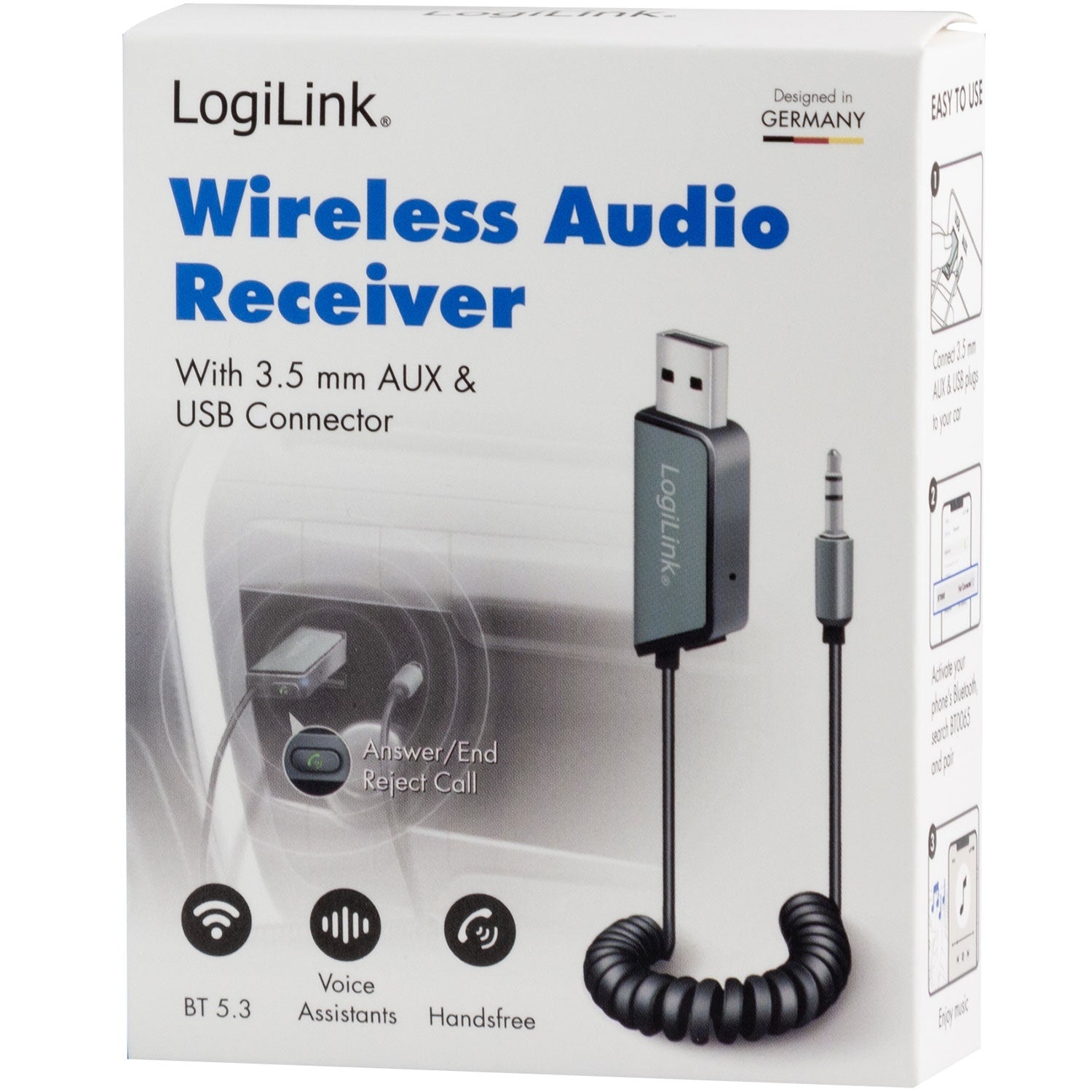 Bluetooth receiver and hands-free AUX 3.5 mm BT5.3