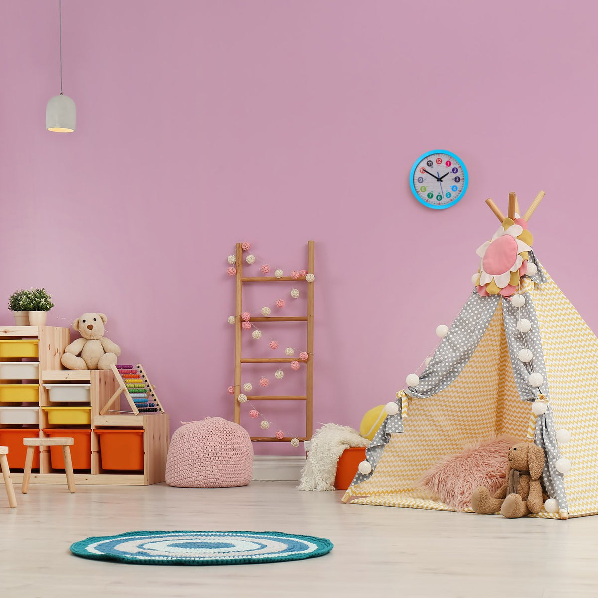 Blue wall clock for children