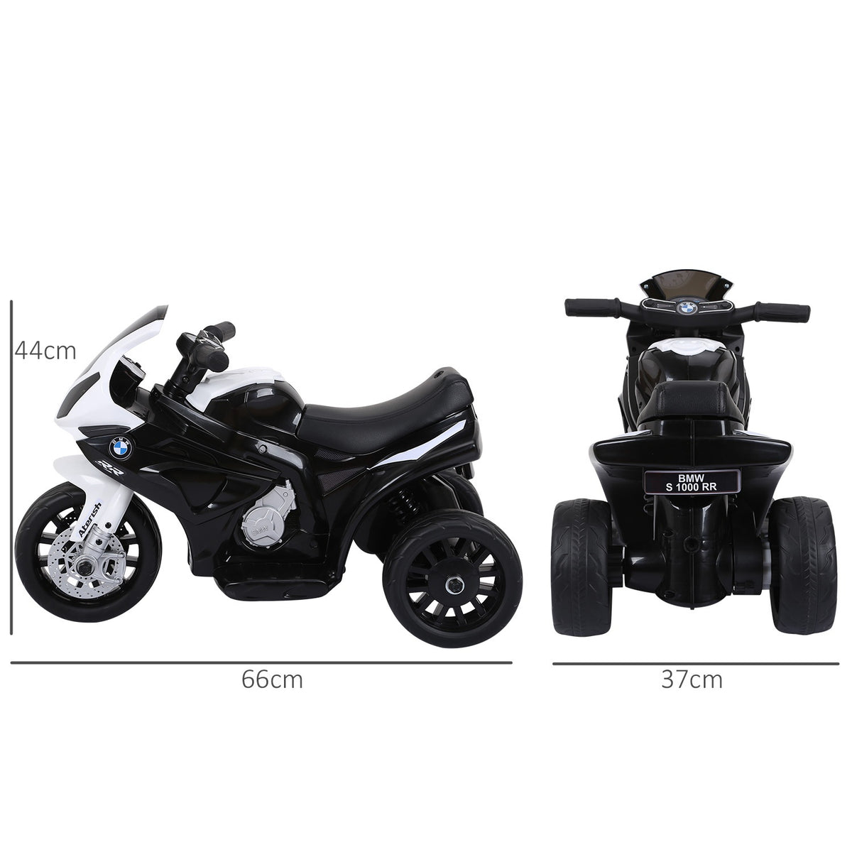 Bmw S1000Rr Licensed Electric Children'S Motorcycle Children'S Vehicle With Battery, Tricycle, Steel, Black, 66X37X44 Cm