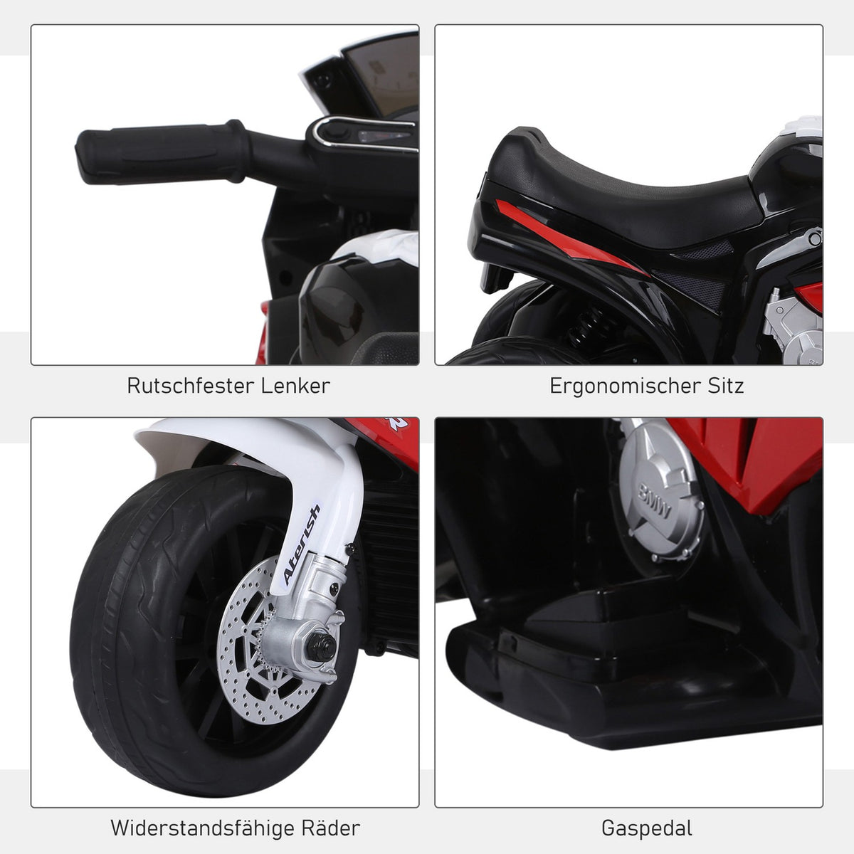 Bmw S1000Rr Licensed Electric Tricycle Children'S Motorcycle With Battery, Children'S Vehicle, Steel, Red, 66X37X44 Cm