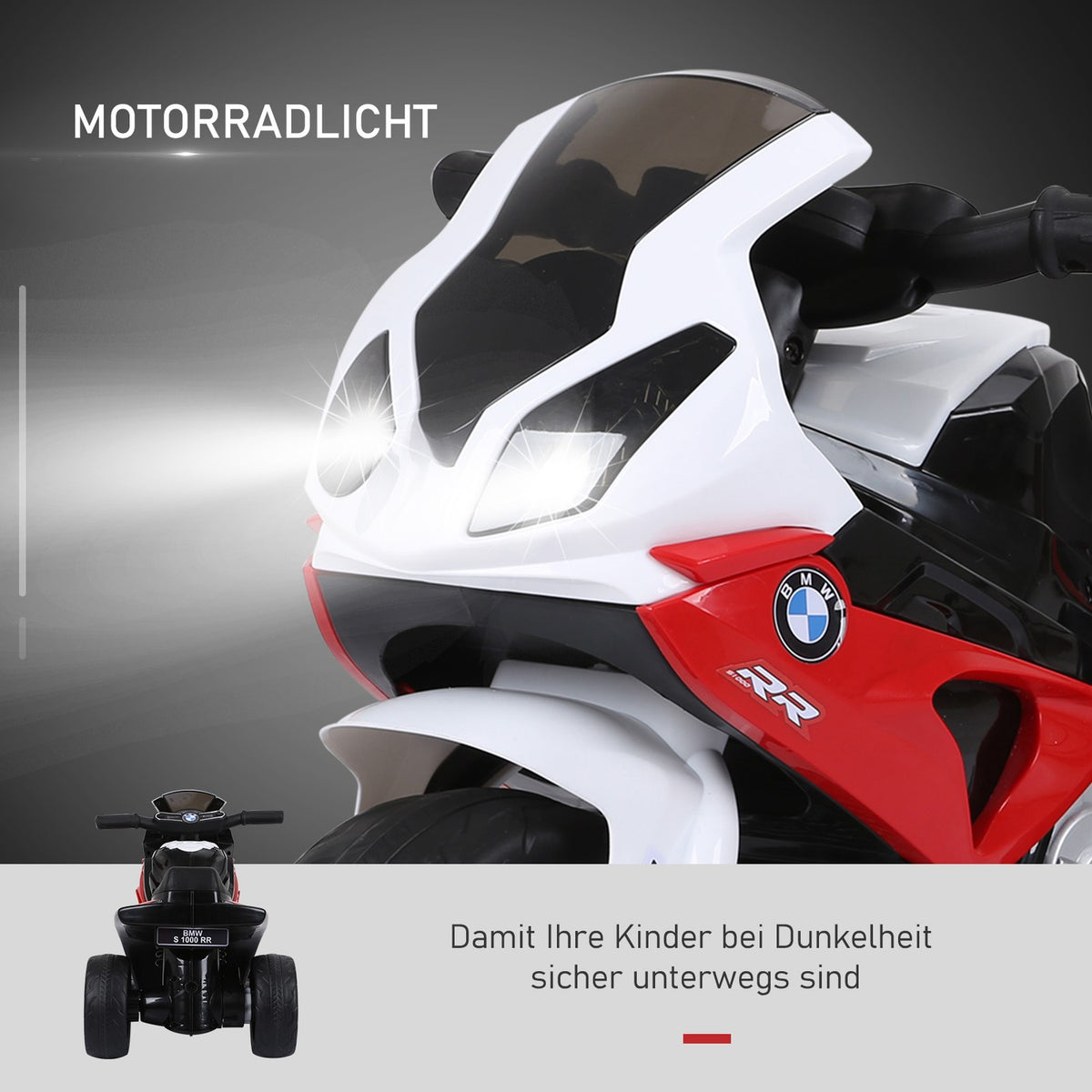 Bmw S1000Rr Licensed Electric Tricycle Children'S Motorcycle With Battery, Children'S Vehicle, Steel, Red, 66X37X44 Cm