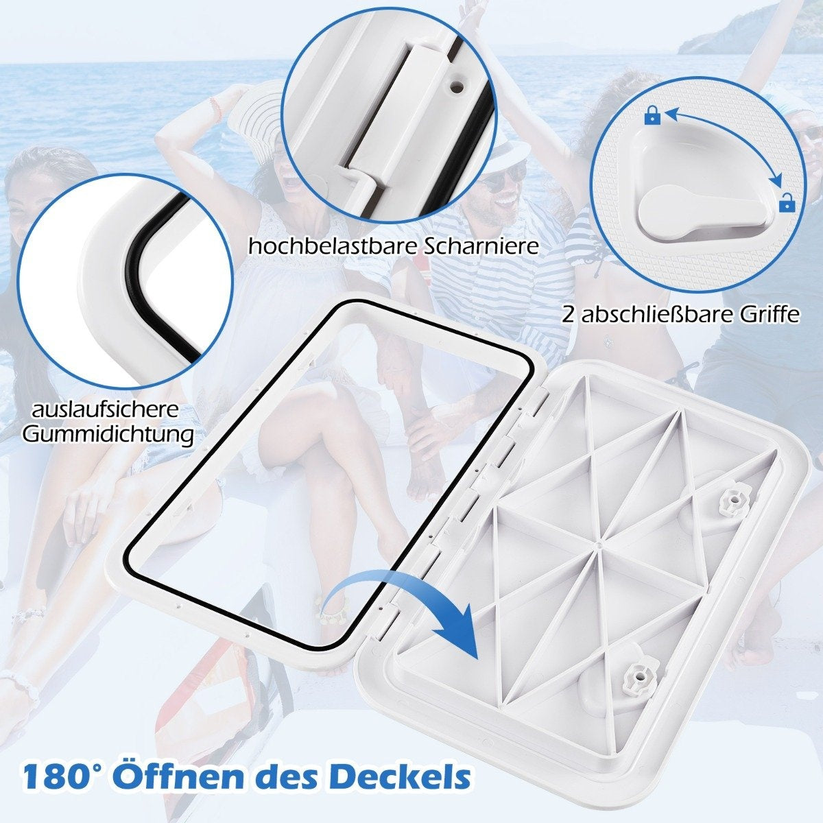 Boat Access Hatch, 180° Opening, Non-Slip, Waterproof