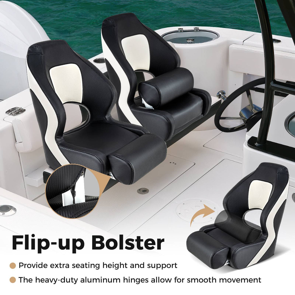 Boat Captain Bucket Seat – Waterproof PVC Leather, 330 lb