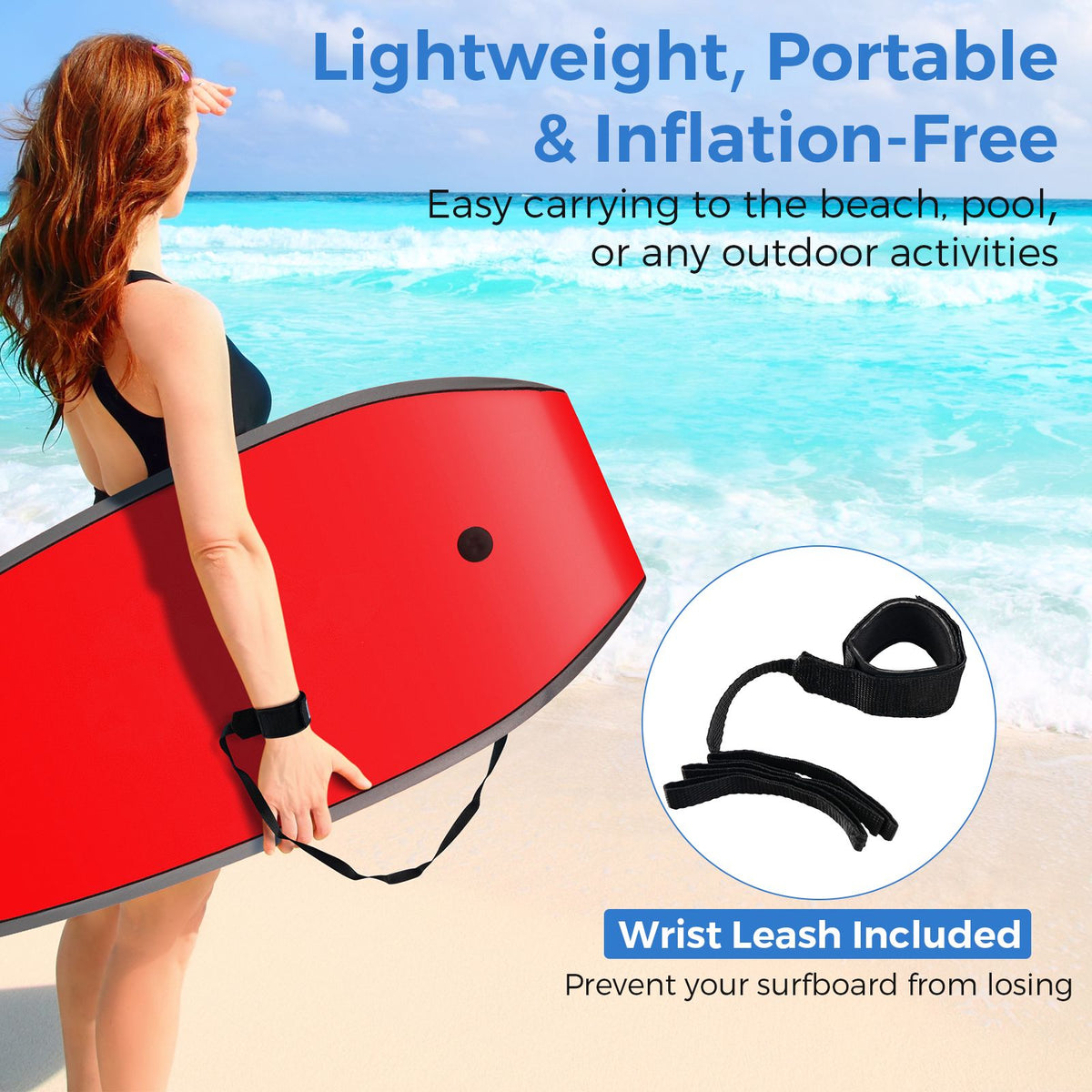 Bodyboard 33–41 in, EPS Core, XPE Deck, Wrist Leash