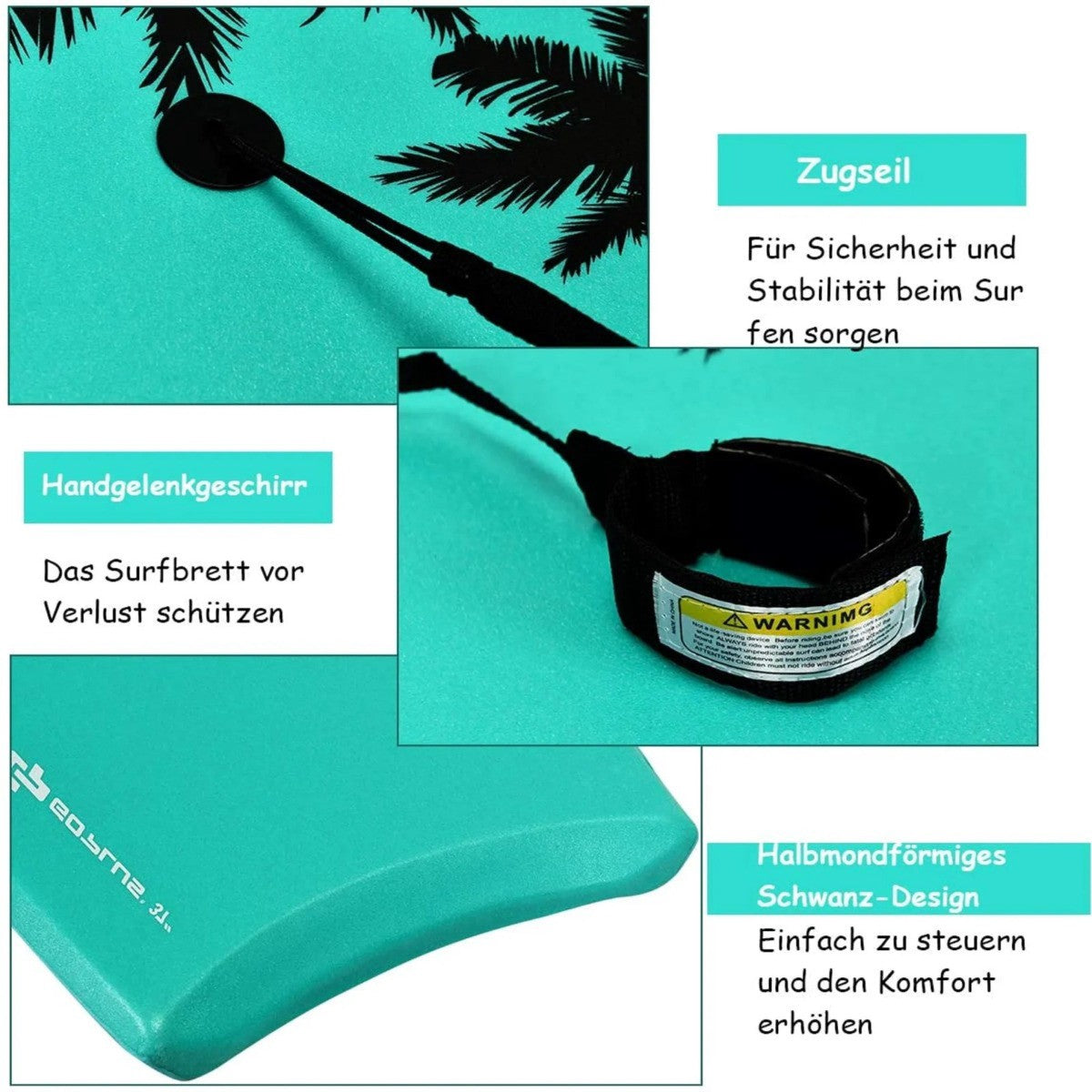 Bodyboard for Kids, 83x47x5.5 cm, Green, EPS Core