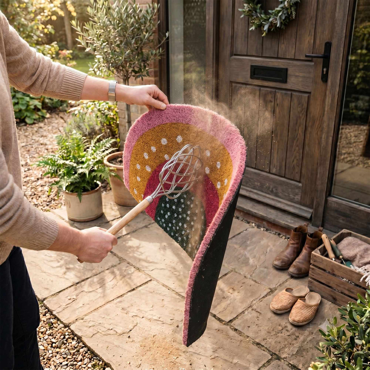 Boho Coir Doormat, Semi-Circular, Indoor/Outdoor Use