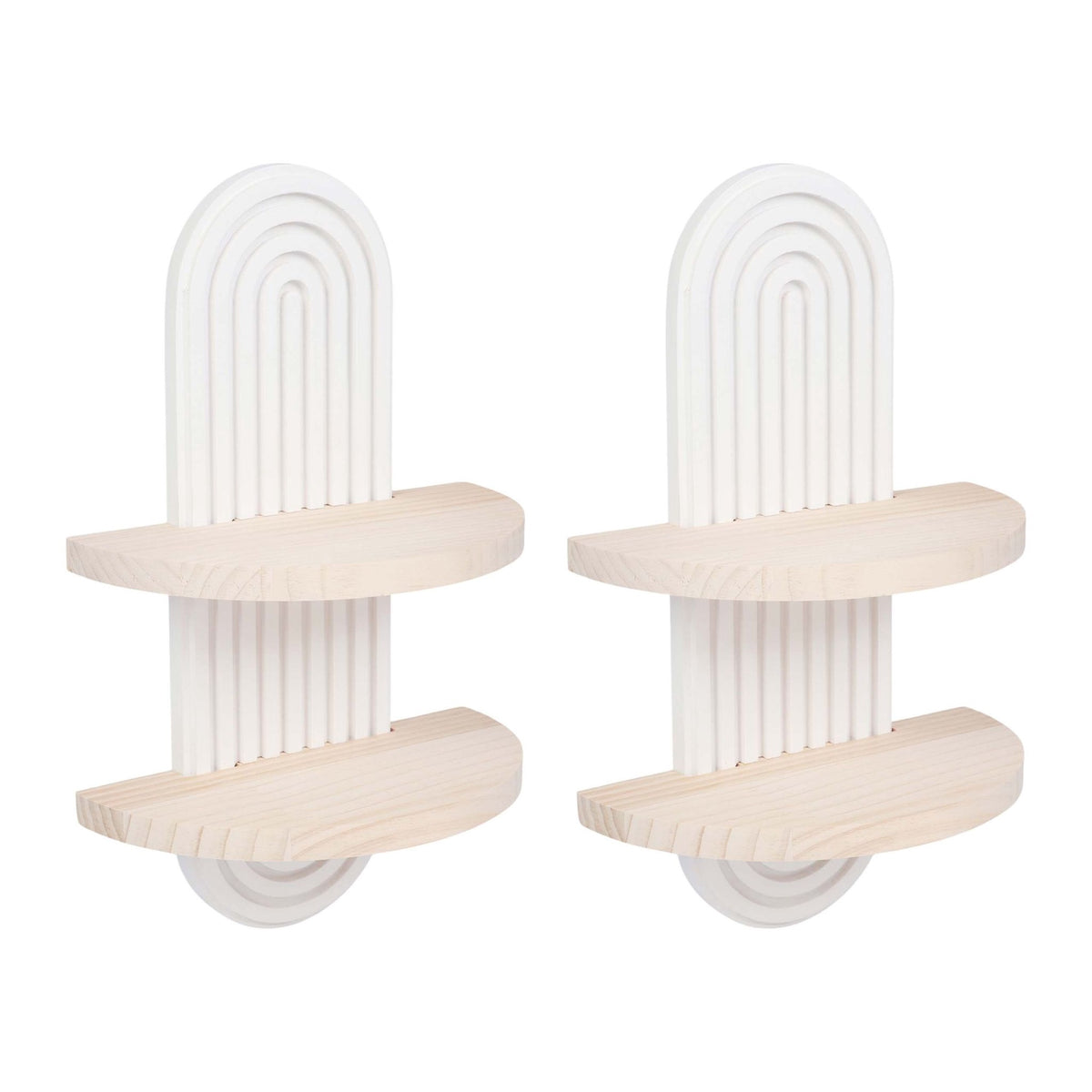 Boho Wall Shelf Set, 2pc – Natural Pine, White/Brown