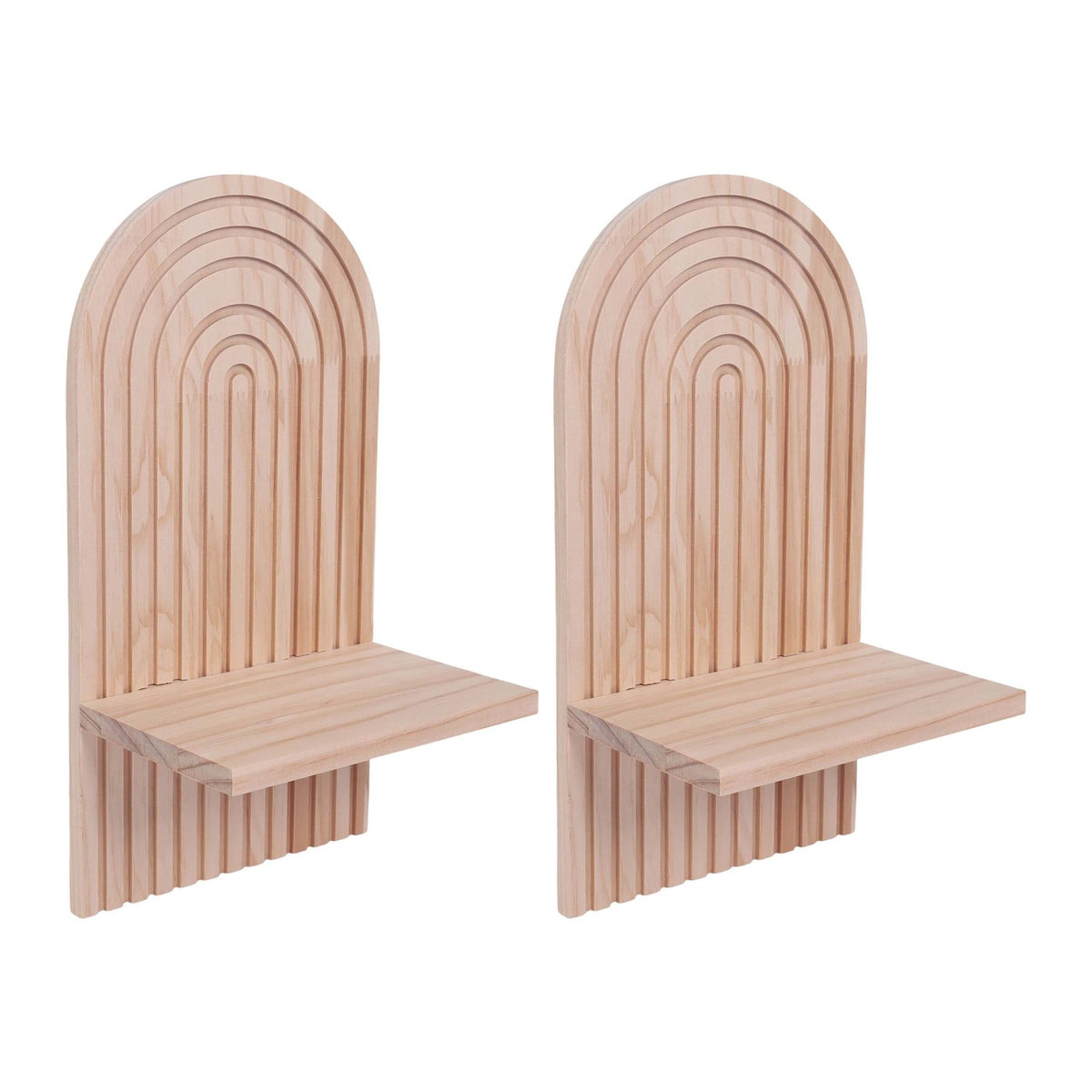 Boho Wall Shelves, Set of 2 – Natural Pine, 35x18x13 cm