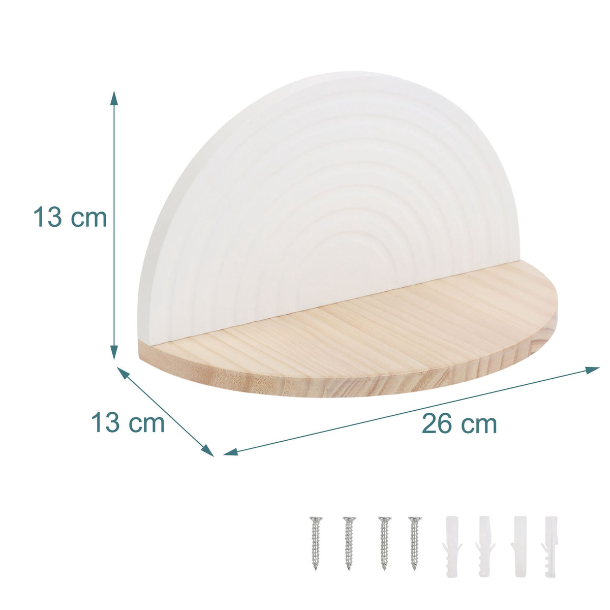 Boho Wall Shelves, Set of 2 – White & Natural Pine
