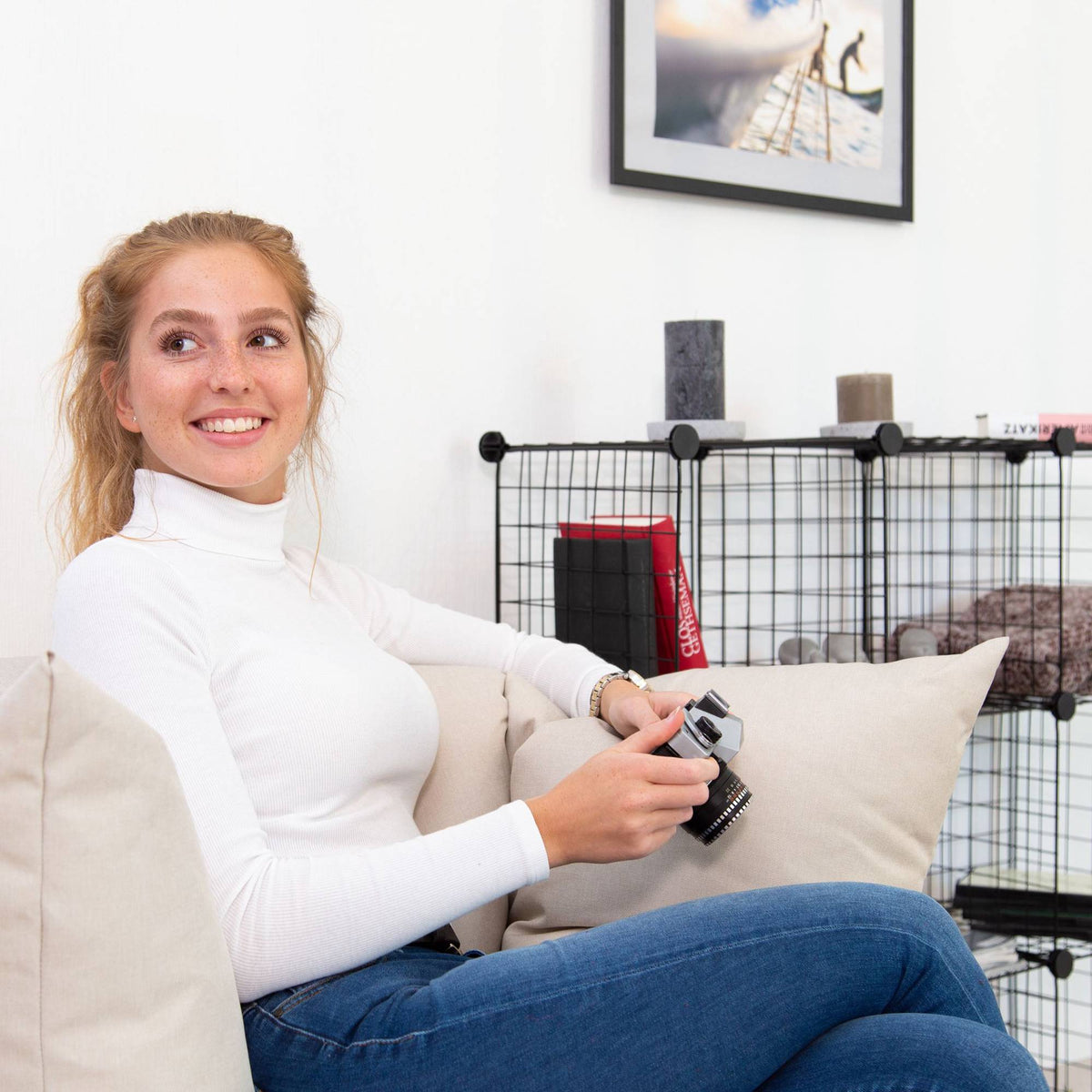 Bolt-free shelves in wire mesh 9 compartments