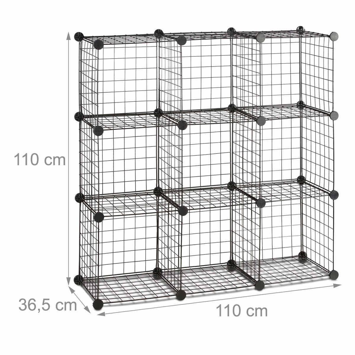 Bolt-free shelves in wire mesh 9 compartments