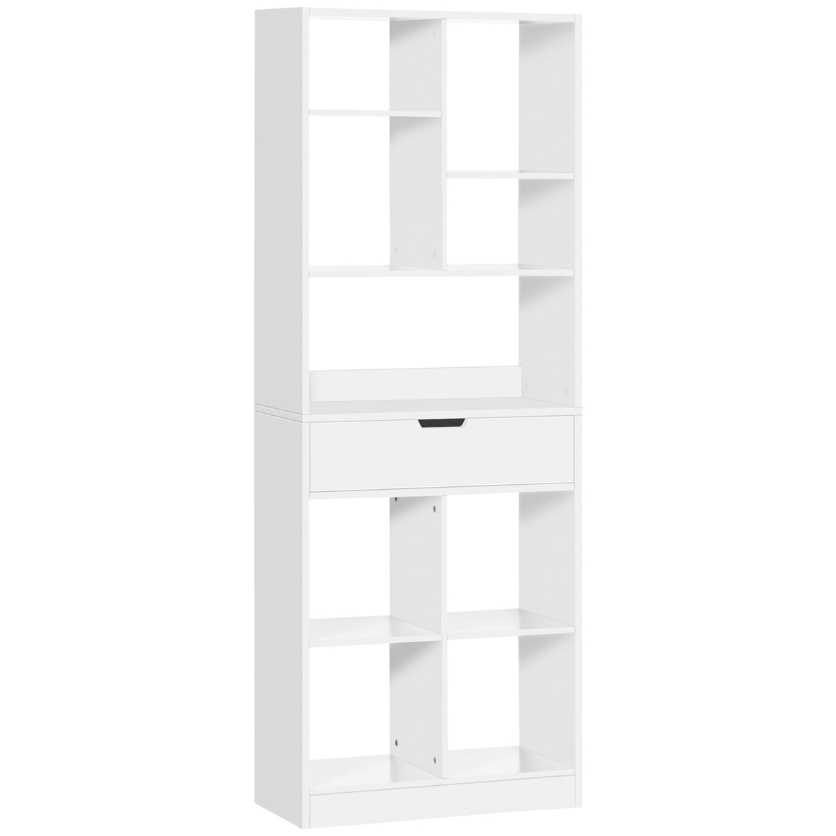 Bookcase With Anti-Tilt Protection Standing Shelf, 9 Shelves & 1 Drawer, For Living Room Home Office, White