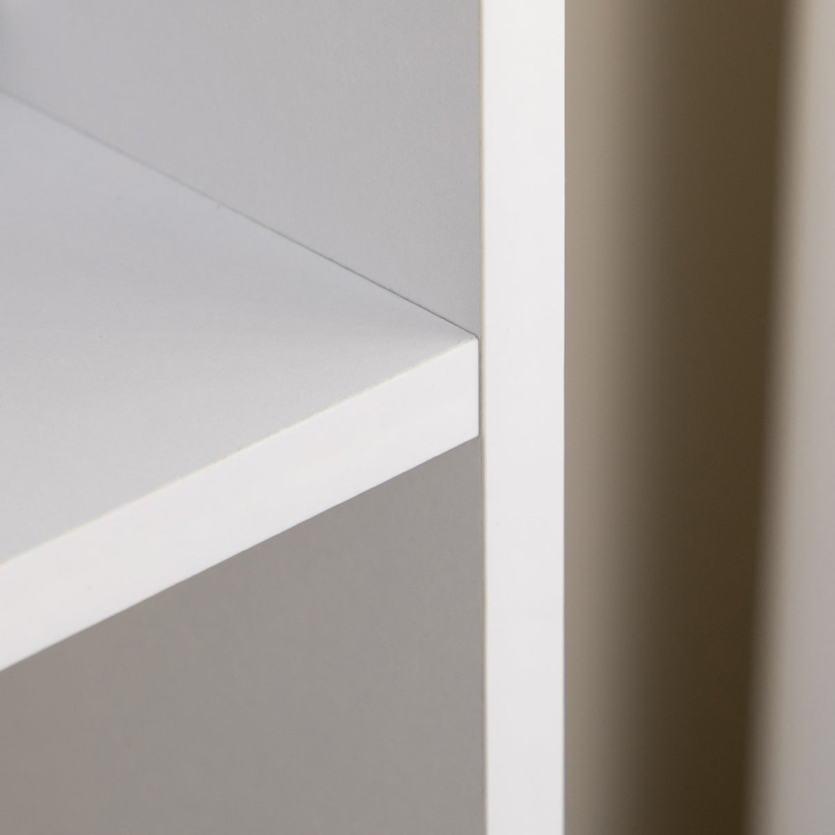 Bookcase With Drawers Modern Storage Shelf, 2 Compartments & 2 Drawers, Wooden Legs, White+Natural