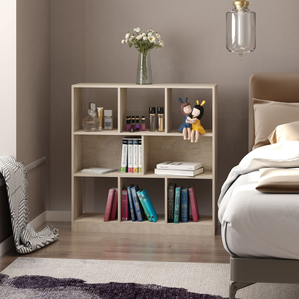 Bookshelf Natural 3-Tier Storage Shelf, Office Shelf, Display Shelf For Home Office/Living Room, 97.5X30X100Cm