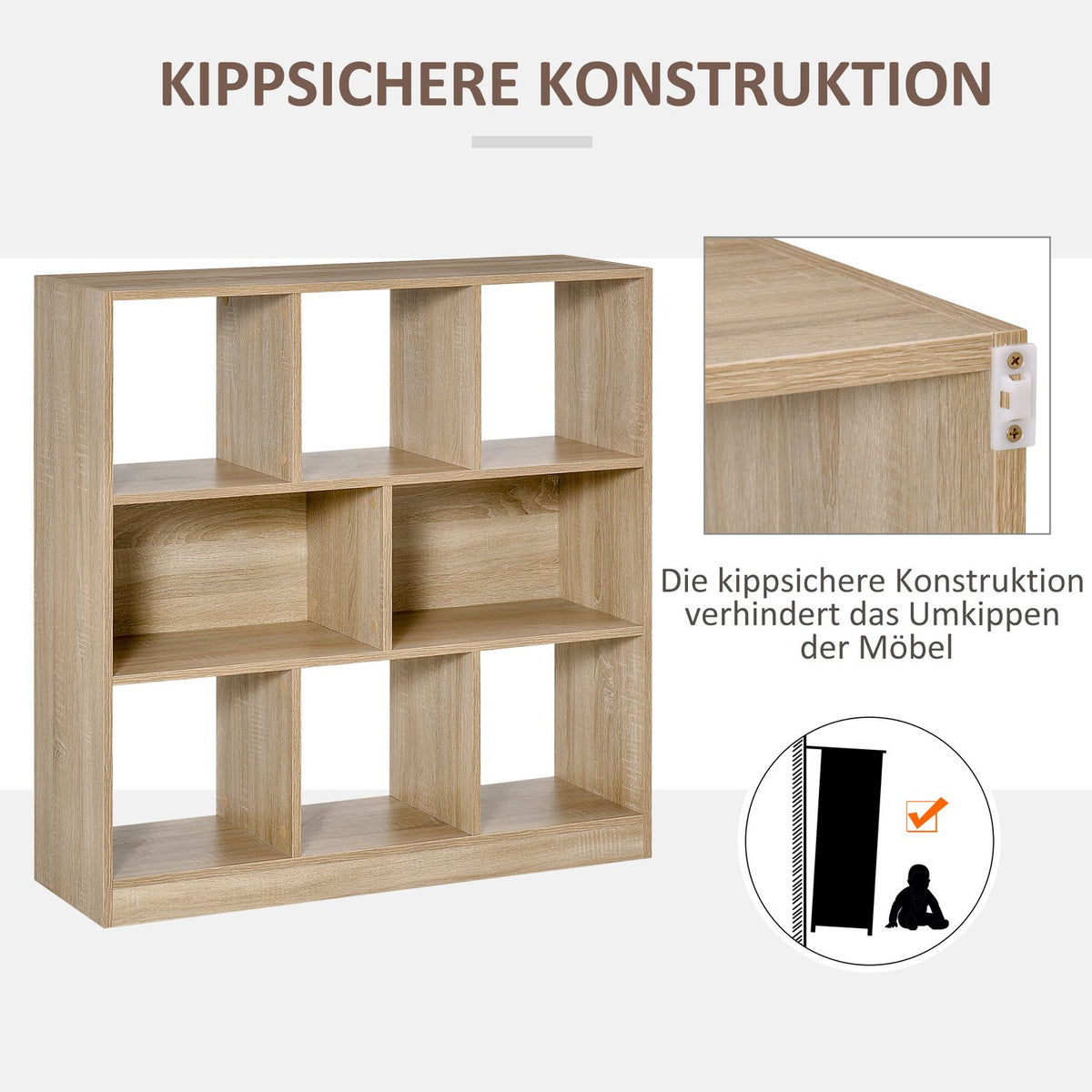 Bookshelf Natural 3-Tier Storage Shelf, Office Shelf, Display Shelf For Home Office/Living Room, 97.5X30X100Cm
