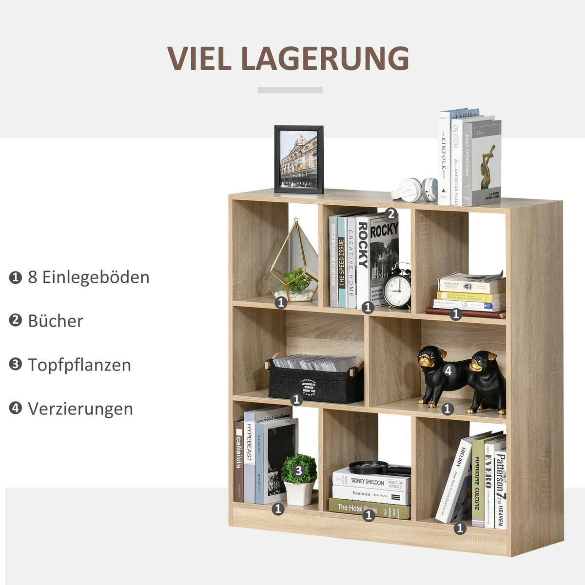 Bookshelf Natural 3-Tier Storage Shelf, Office Shelf, Display Shelf For Home Office/Living Room, 97.5X30X100Cm