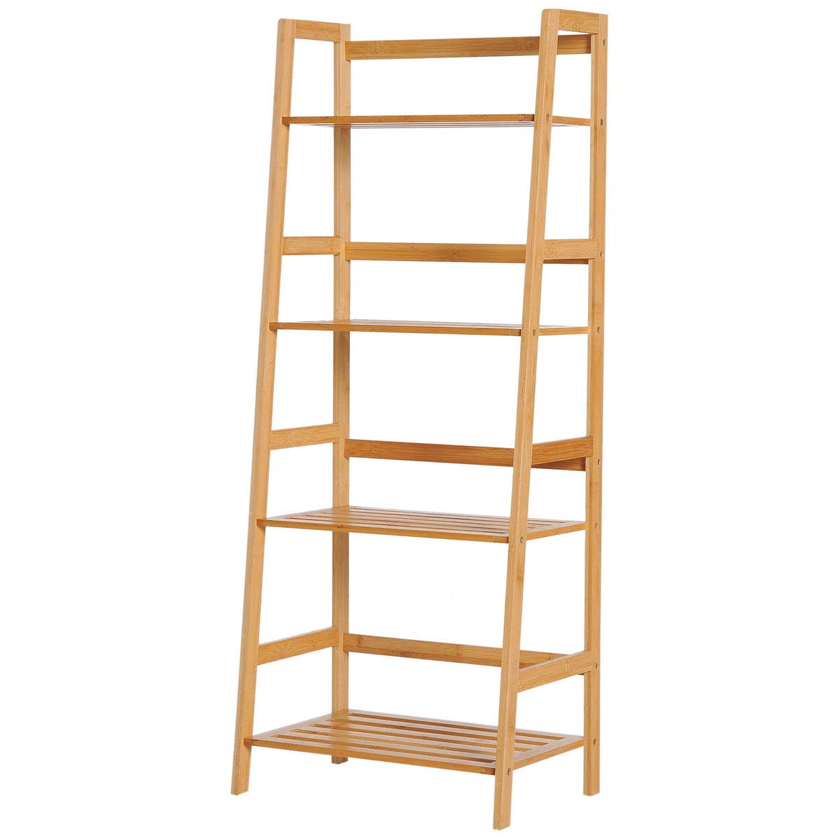 Bookshelf standing shelf with 4 levels storage shelf made of bamboo office shelf for living room, bedroom, office, natural |