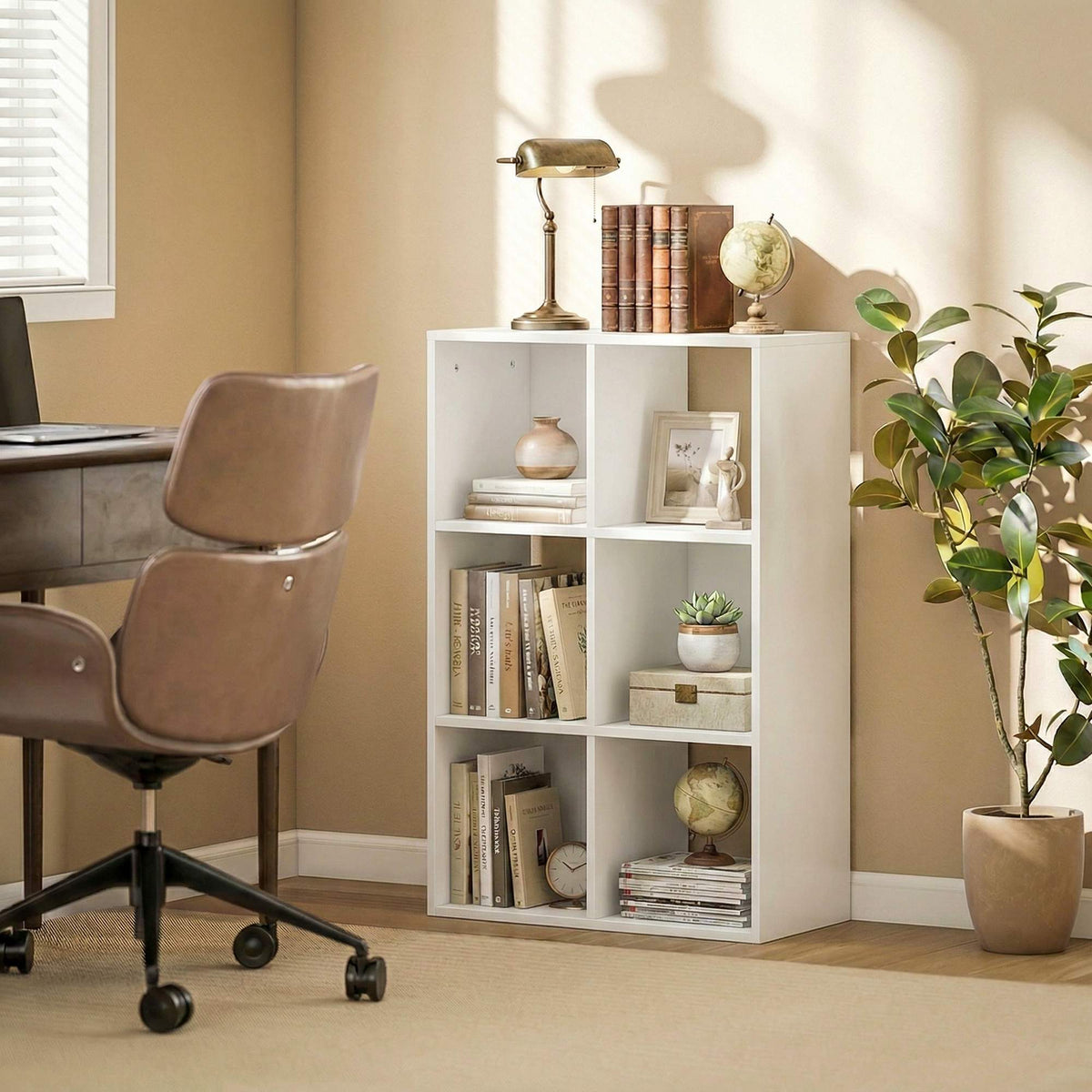Bookshelf with 3 Shelves, White, Chipboard, Anti-Tip