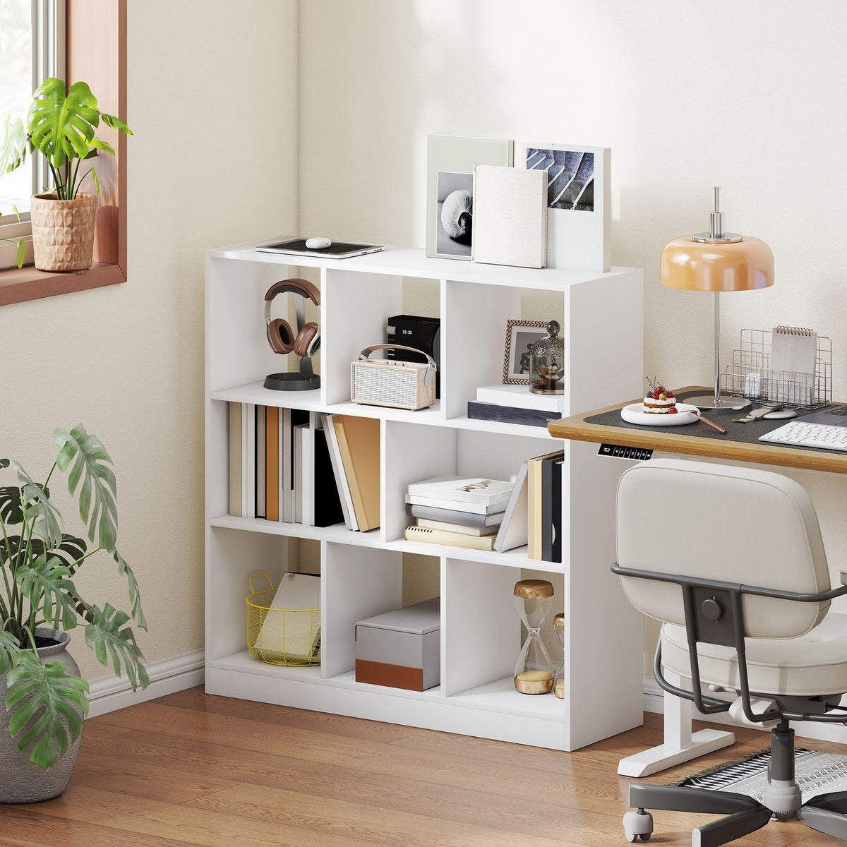 Bookshelf with 8 Shelves, 97.5 x 30 x 100 cm, White