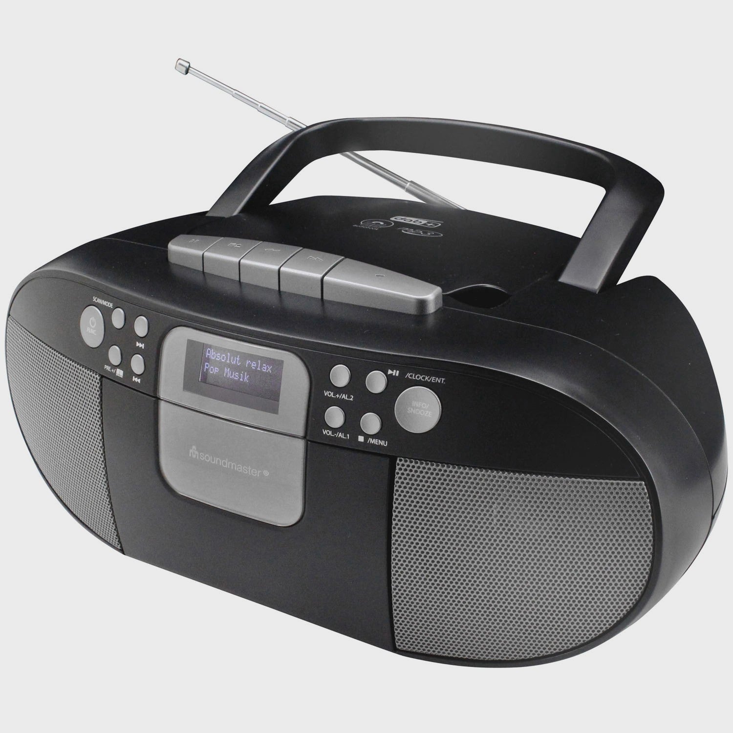 Boombox CD/MP3 Player with DAB+/FM Radio, USB, Cassette