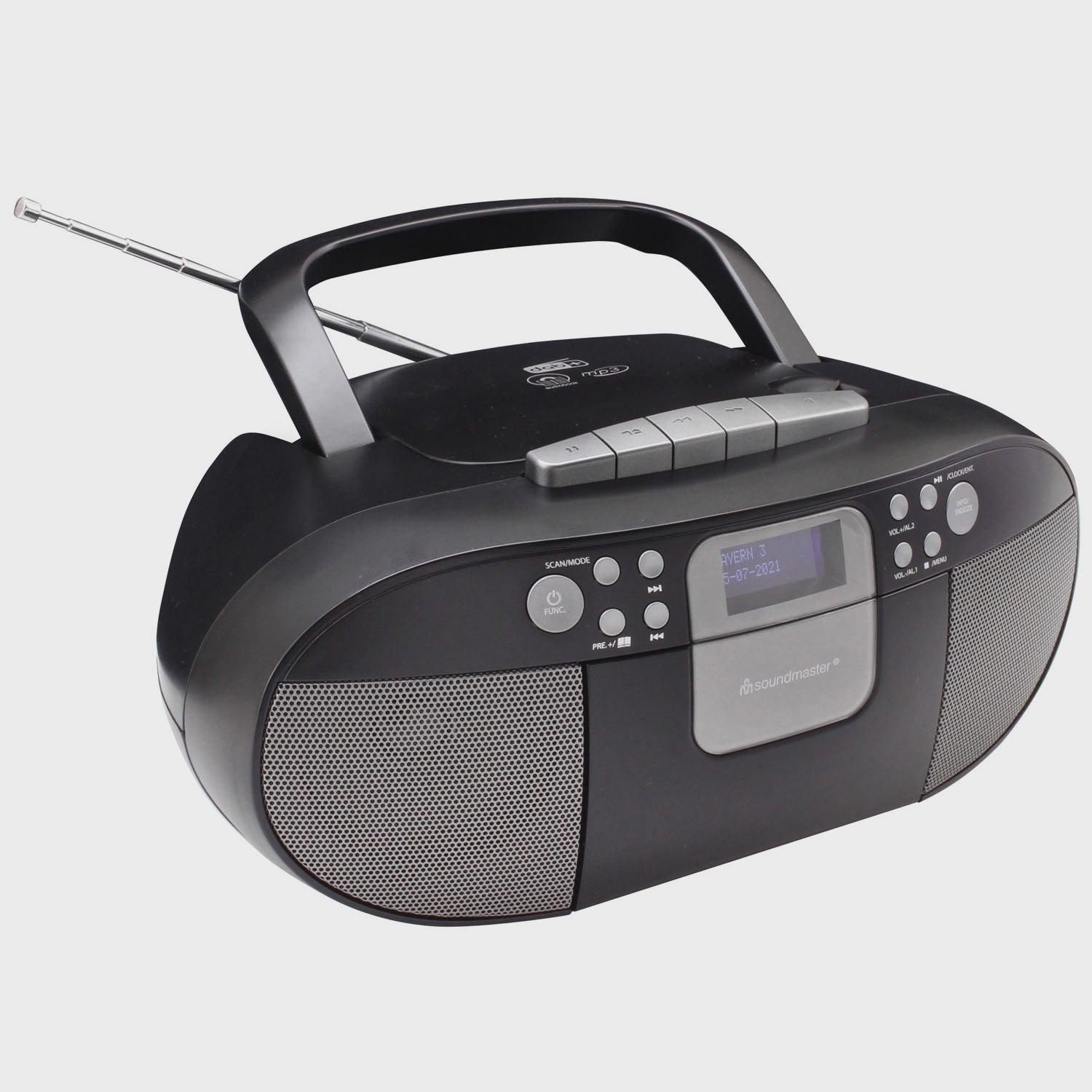 Boombox CD/MP3 Player with DAB+/FM Radio, USB, Cassette