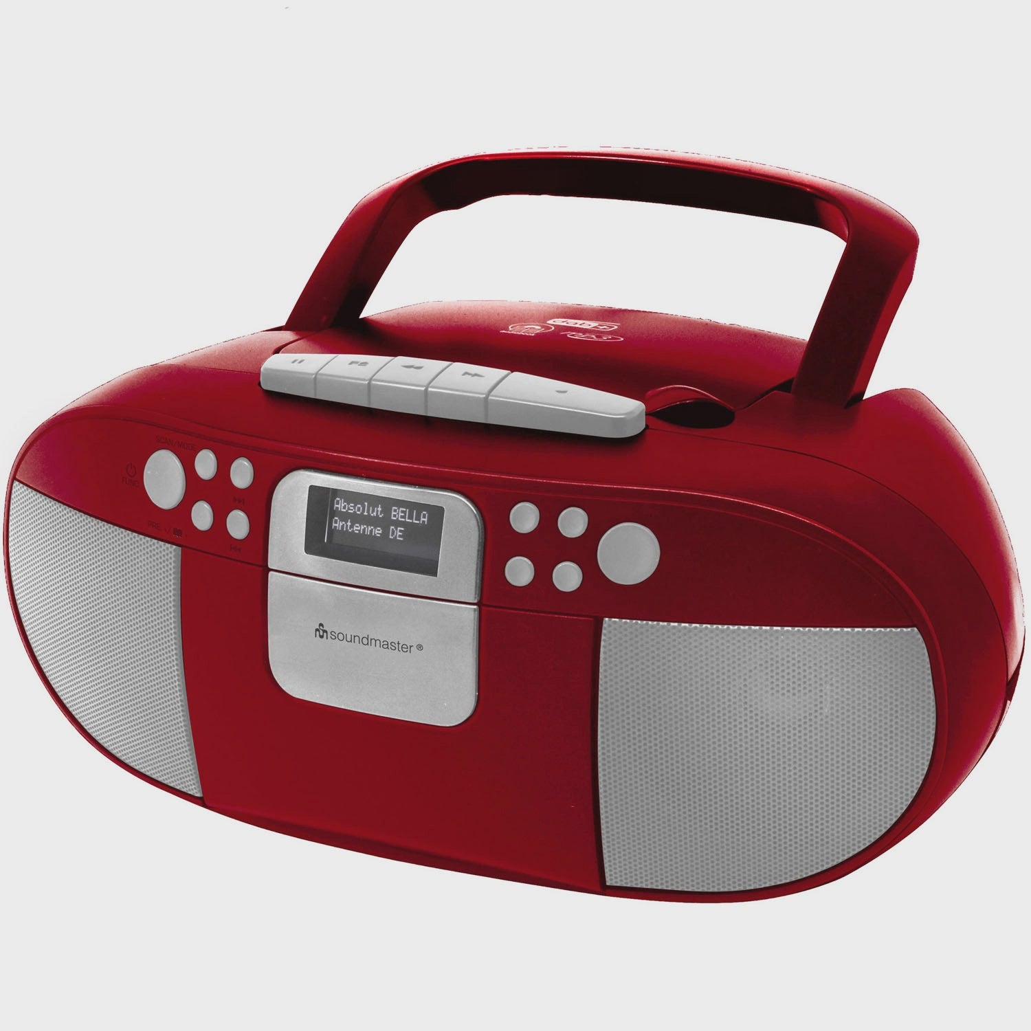 Boombox CD/MP3 Player with DAB+/FM Radio, USB, Red
